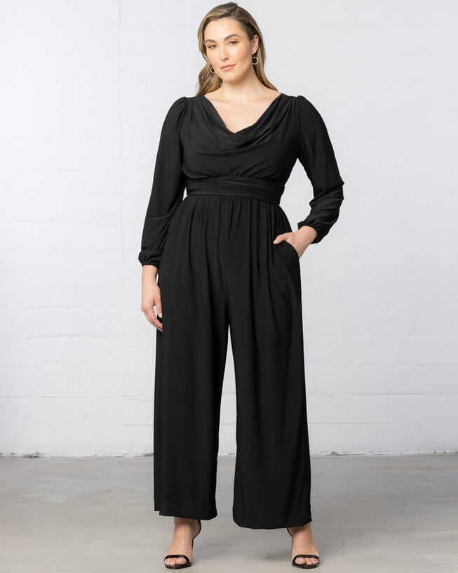Natalia Cowl Neck Jumpsuit, Black Noir, hi-res image number null