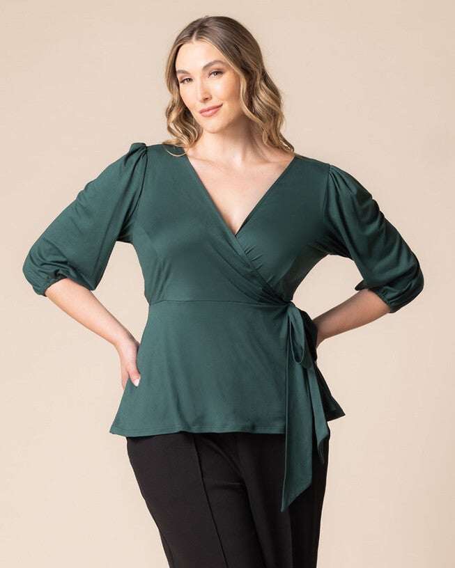 Nina Wrap Top, Hunter Green, hi-res image number 0