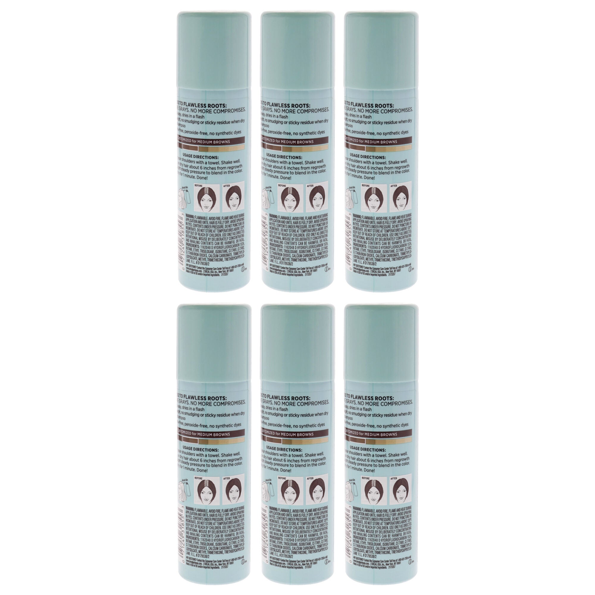 Magic Root Cover Up Temporary Gray Concealer Spray - Medium Brown by LOreal Professional for Women - 2 oz Hair Color - Pack of 6, , alternate image number 3