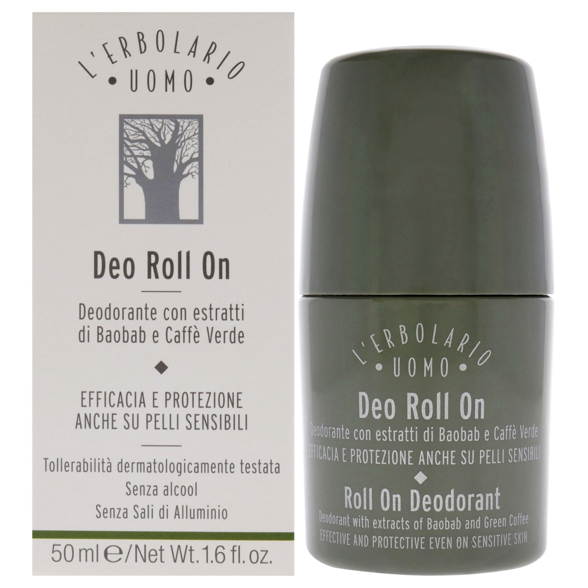 Uomo Roll On Deodorant by LErbolario for Men - 1.6 oz Deodorant Roll-On, See Description, hi-res image number 0