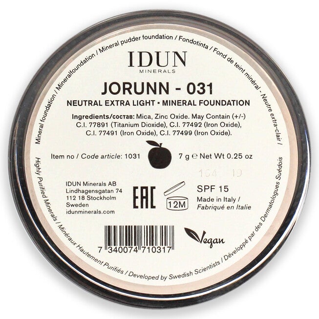 Mineral Powder Foundation SPF 15 - 031 Jorunn by Idun Minerals for Women - 0.25 oz Foundation, NA, alternate image number null