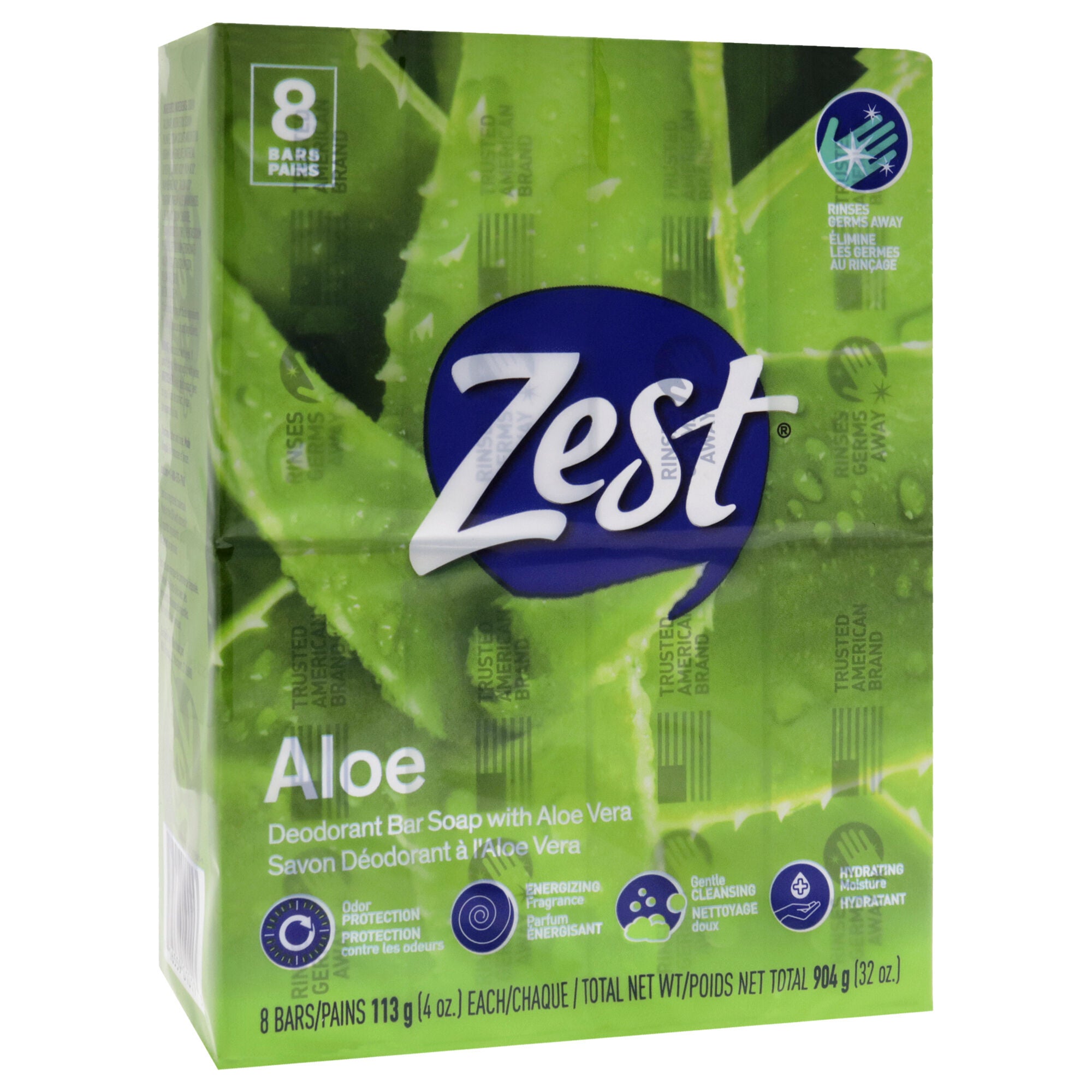 Deodorant Bar Soap - Aloe by Zest for Women - 8 x 4 oz Bar Soap, See Description, alternate image number 1