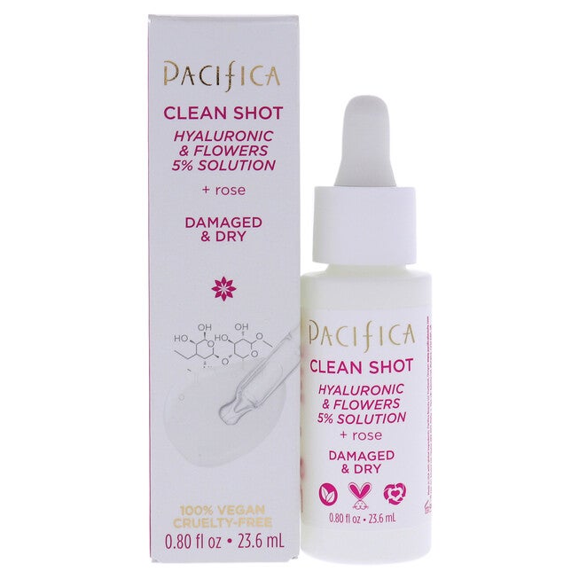 Clean Shot Hyaluronic and Flowers 5 Percent Solution by Pacifica for Unisex - 0.8 oz Serum, NA, hi-res image number null