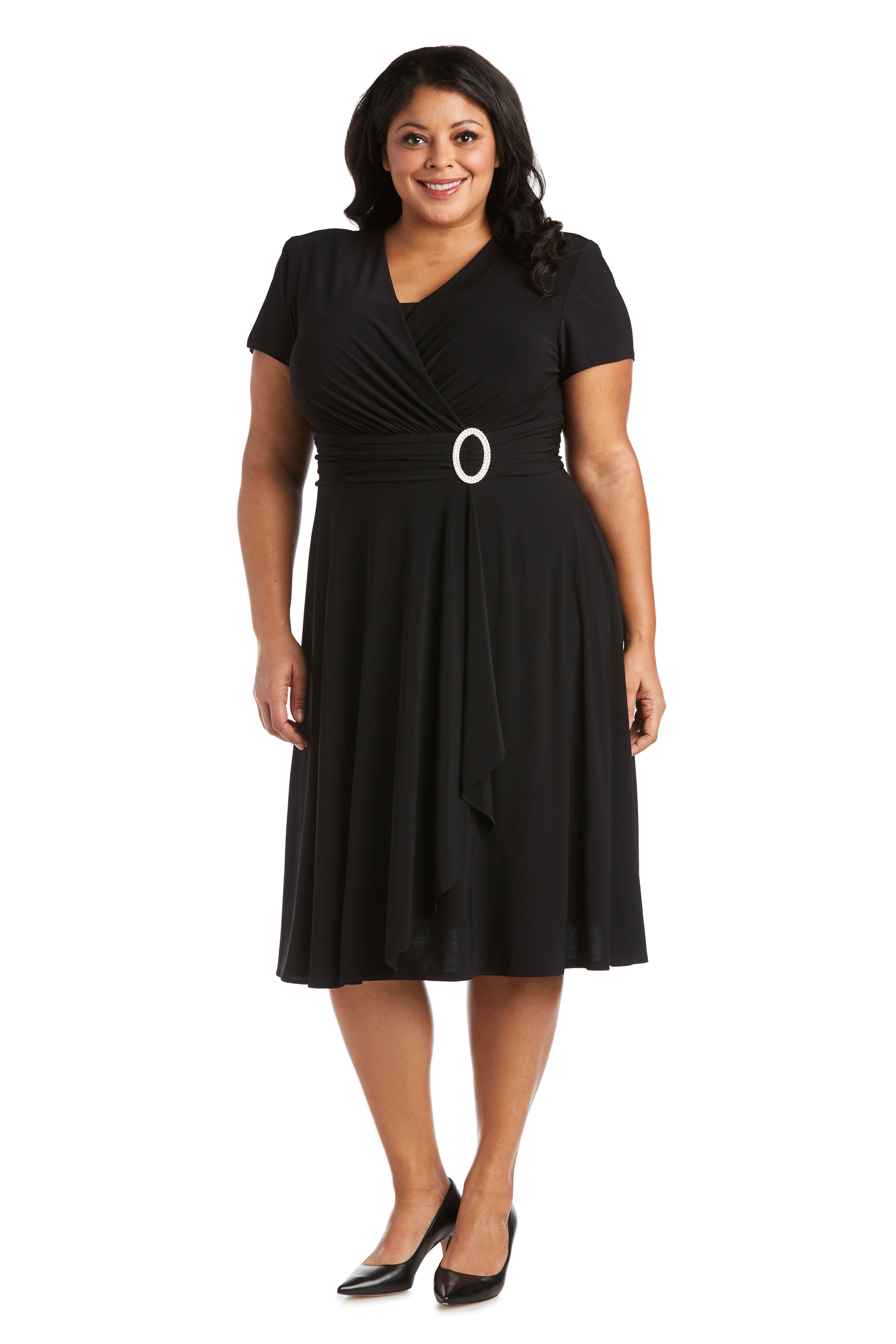 Short-Sleeve Faux-Wrap Dress | Woman Within