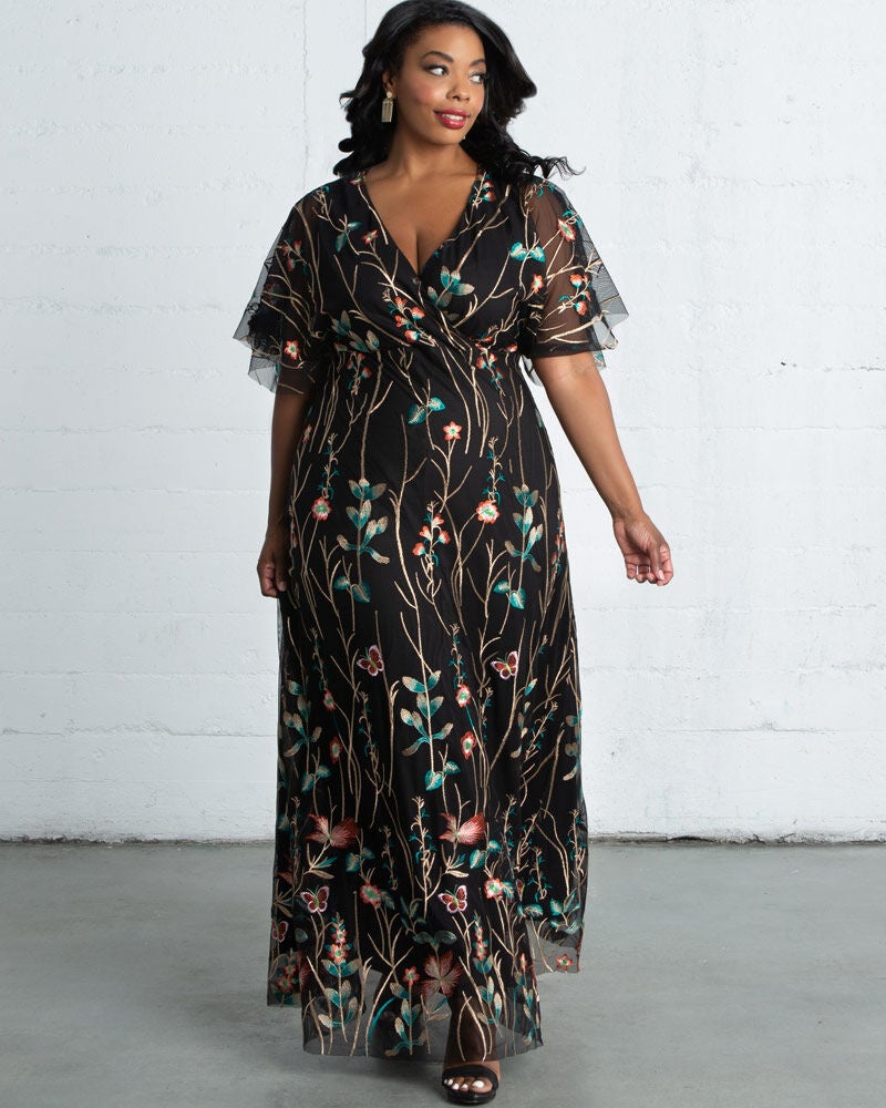 Embroidered Elegance Evening Gown, Onyx, alternate image number 2