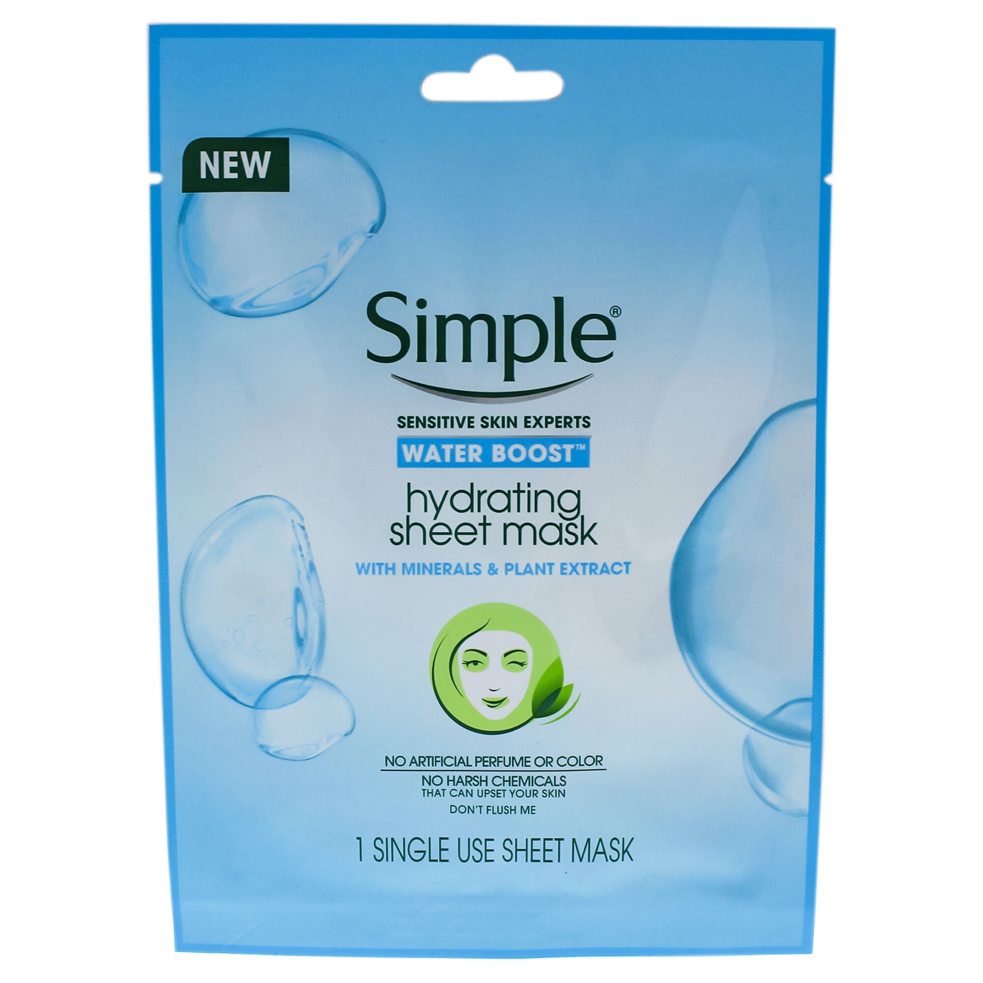 Water Boost Hydrating Sheet Mask by Simple for Women - 1 Pc Mask, See Description, alternate image number 2