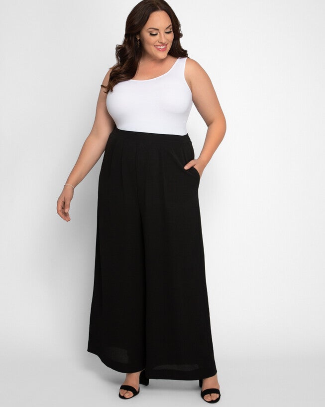 Coraline Crepe Palazzo Pants, Black Noir, alternate image number null