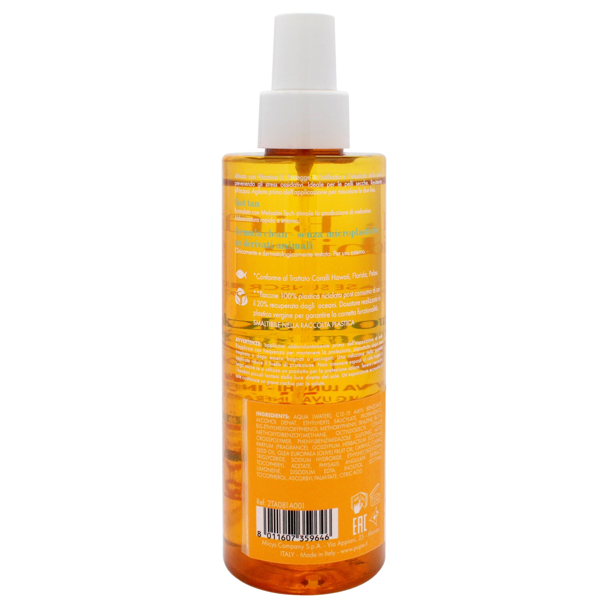 Multifunction Invisible Water Resistant Sunscreen Spray SPF 30 by Pupa Milano for Unisex - 6.7 oz Sunscreen, See Description, alternate image number 2