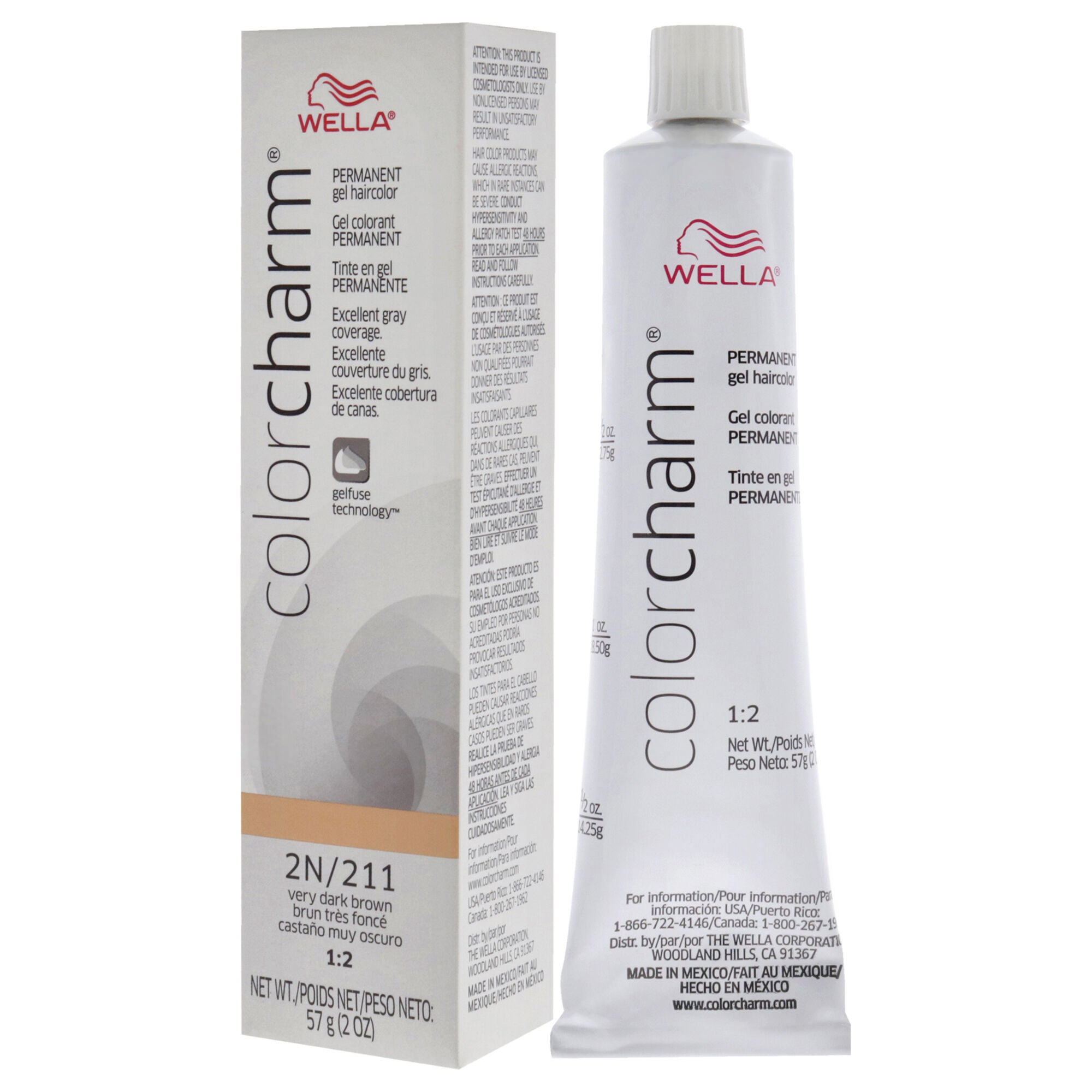 Color Charm Permanent Hair Color Gel - 2N 211 Very Dark Brown by Wella for Unisex - 2 oz Hair Color, , alternate image number 7