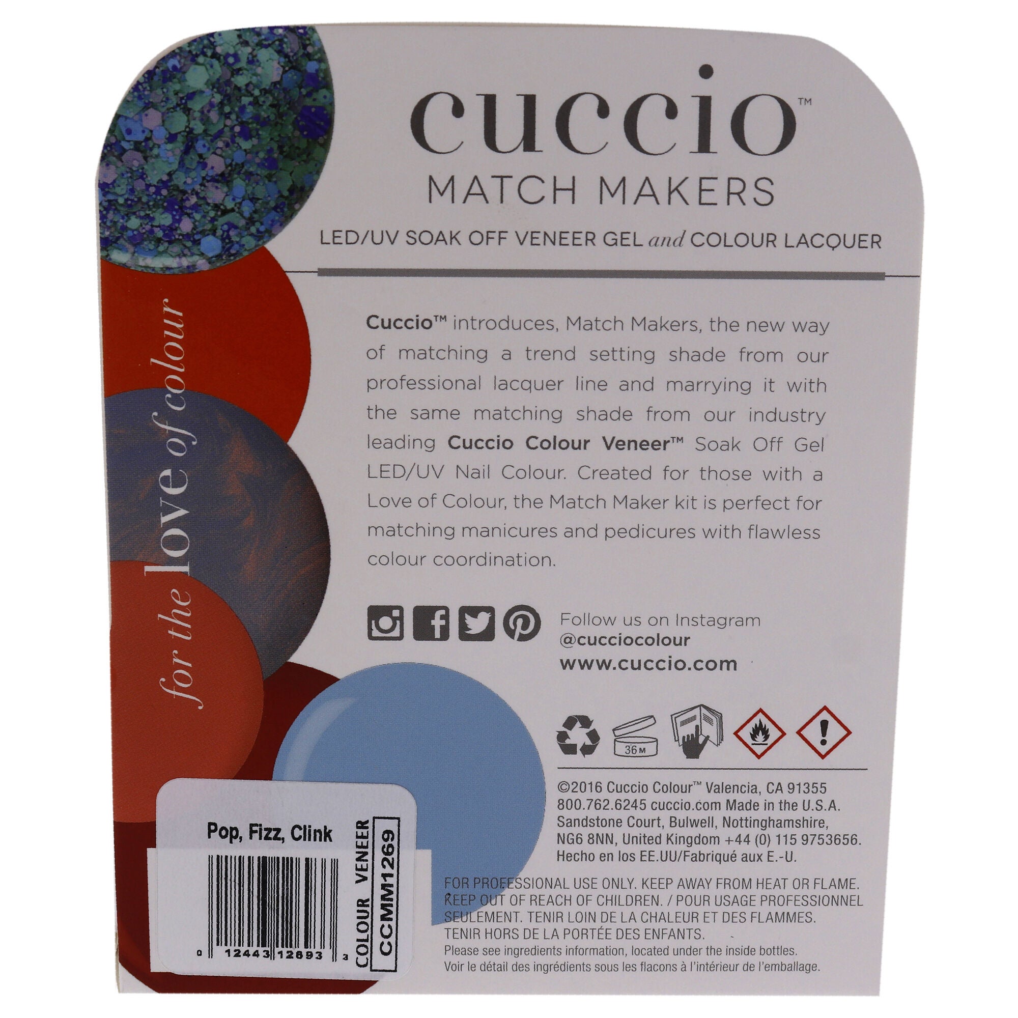 Match Makers Set - Pop Fizz Clink by Cuccio Colour for Women - 2 Pc 0.44oz Veneer Soak Of Gel Nail Polish, 0.43oz Colour Nail Polish, See Description, alternate image number 2