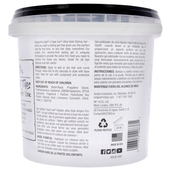 Pro Styl Clear Ice Gel - Ultra Hold by Ampro for Women - 80 oz Gel, , alternate image number null