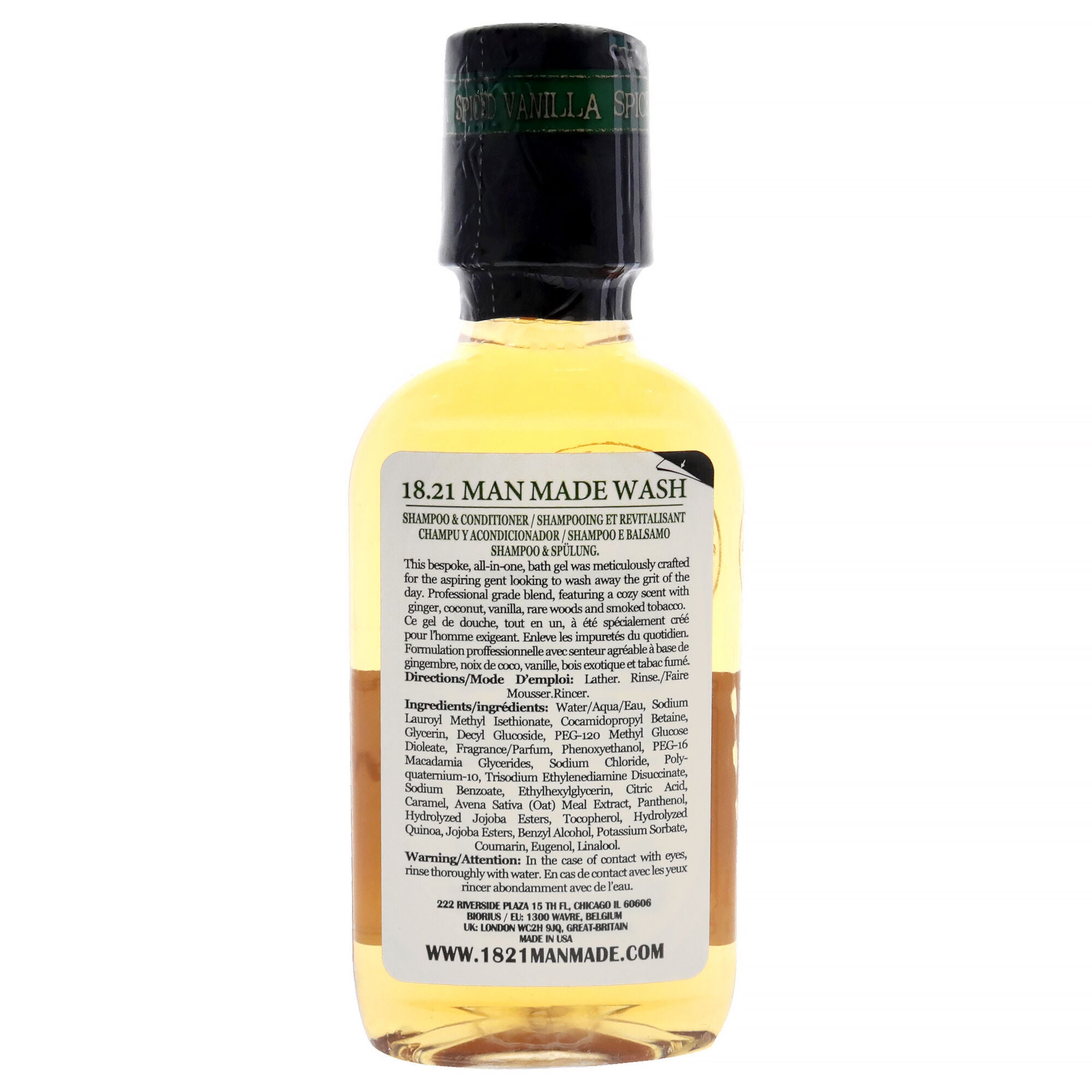 Man Made Wash - Spiced Vanilla by 18.21 Man Made for Men - 3.4 oz 3-In-1 Shampoo, Conditioner and Body Wash, See Description, alternate image number 2