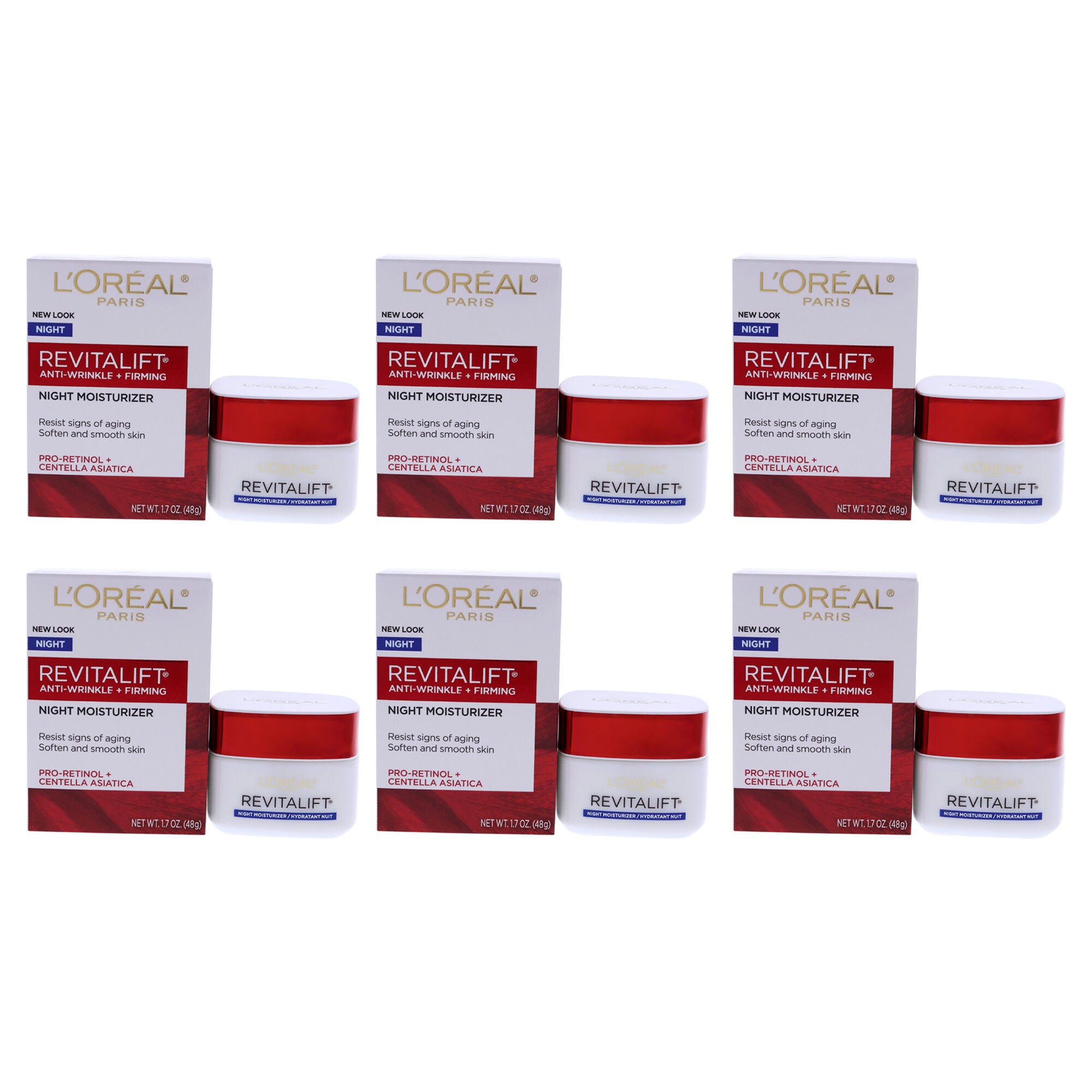 Revitalift Anti-Wrinkle and Firming Moisturizer by LOreal Paris for Unisex - 1.7 oz Cream - Pack of 6, Beige, hi-res image number 0