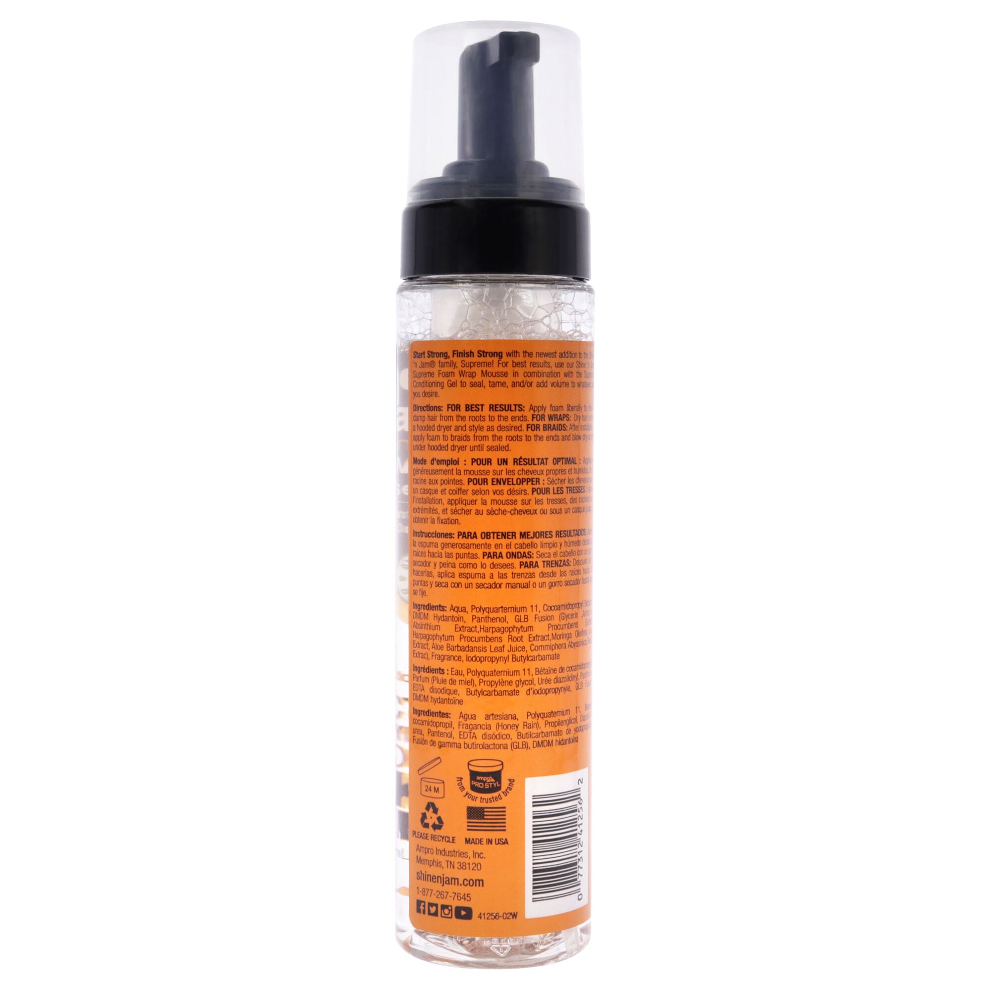 Shine-n-Jam Supreme Foam Wrap Mousse by Ampro for Women - 8 oz Mousse, , alternate image number 3