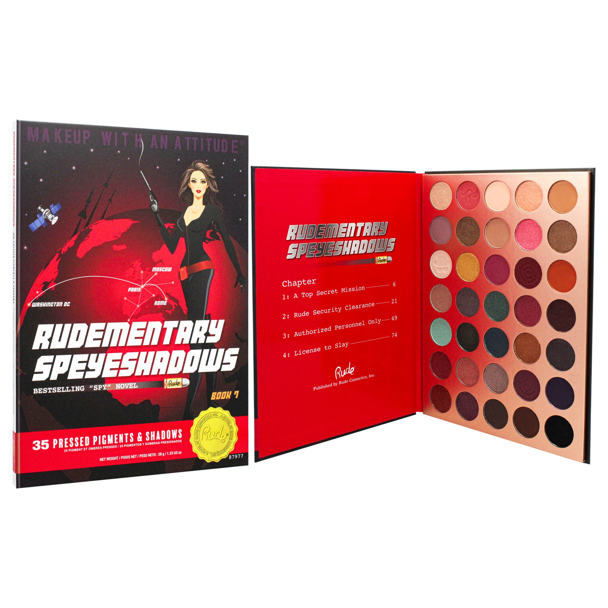 Rudementary SpeyeShadows 35 Eyeshadows Palette - Book 7 by Rude Cosmetics for Women - 1.33 oz Eye Shadow, See Description, alternate image number 2