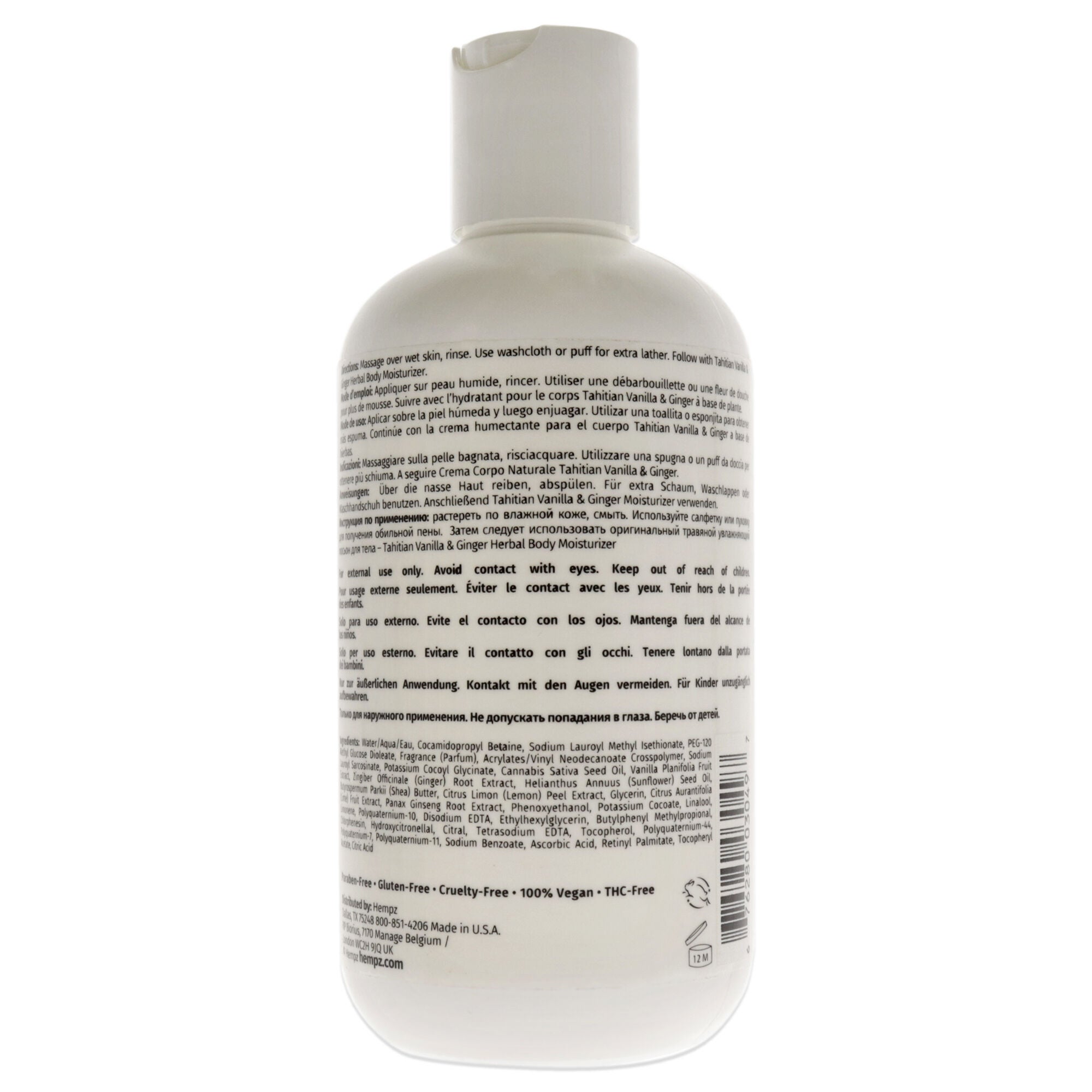 AromaBody Tahitian Vanilla and Ginger Herbal Body Wash by Hempz for Unisex - 8 oz Body Wash, See Description, alternate image number 2