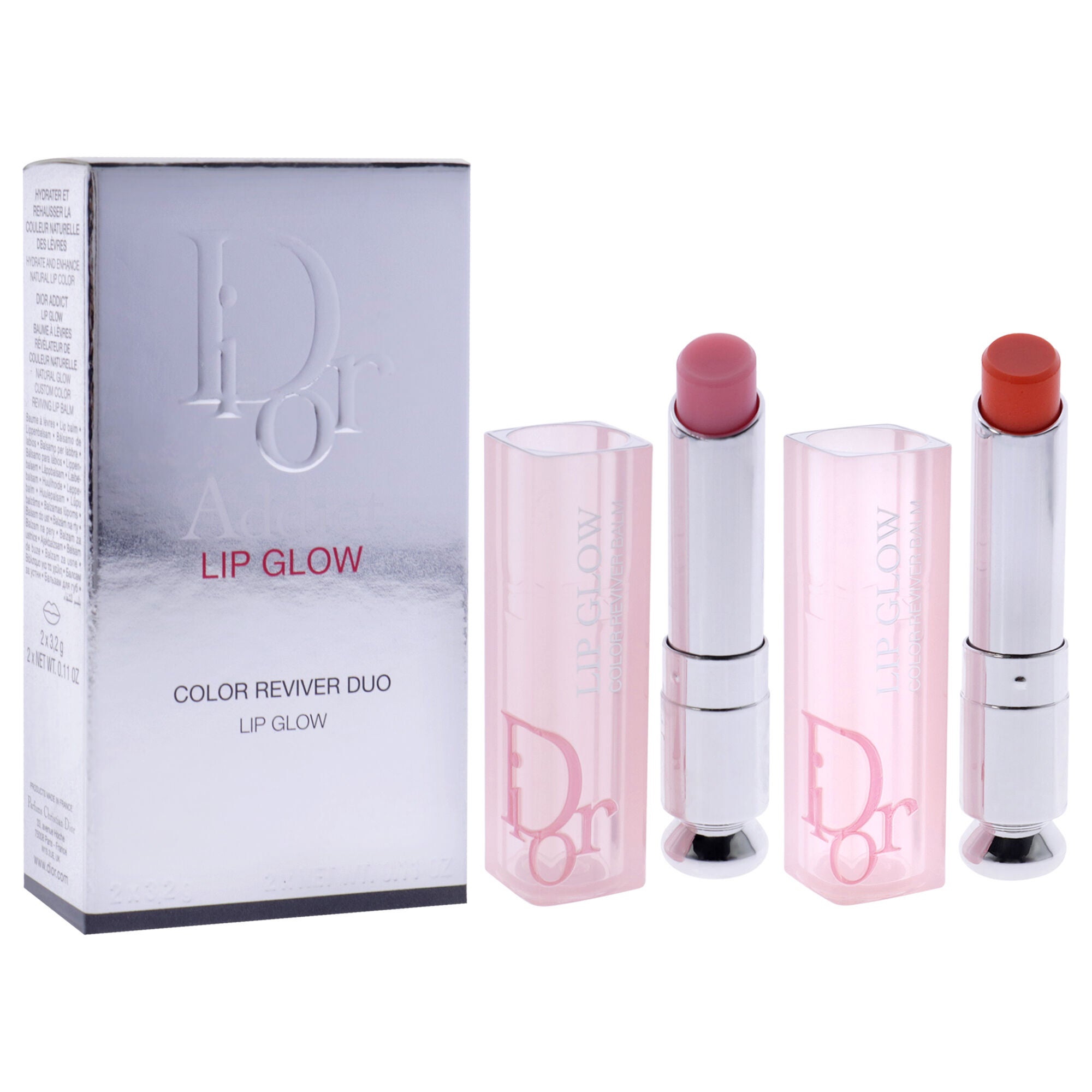 Dior Addict Lip Glow Duo by Christian Dior for Women - 2 Pc 0.11oz Lip Balm - 001 Pink, 0.11oz Lip Balm - 004 Coral, See Description, alternate image number 1