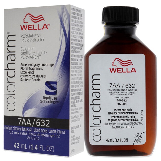 Color Charm Permanent Liquid Hair Color - 7AA 632 Medium Blonde Intense Ash by Wella for Unisex - 1.42 oz Hair Color, NA, alternate image number null