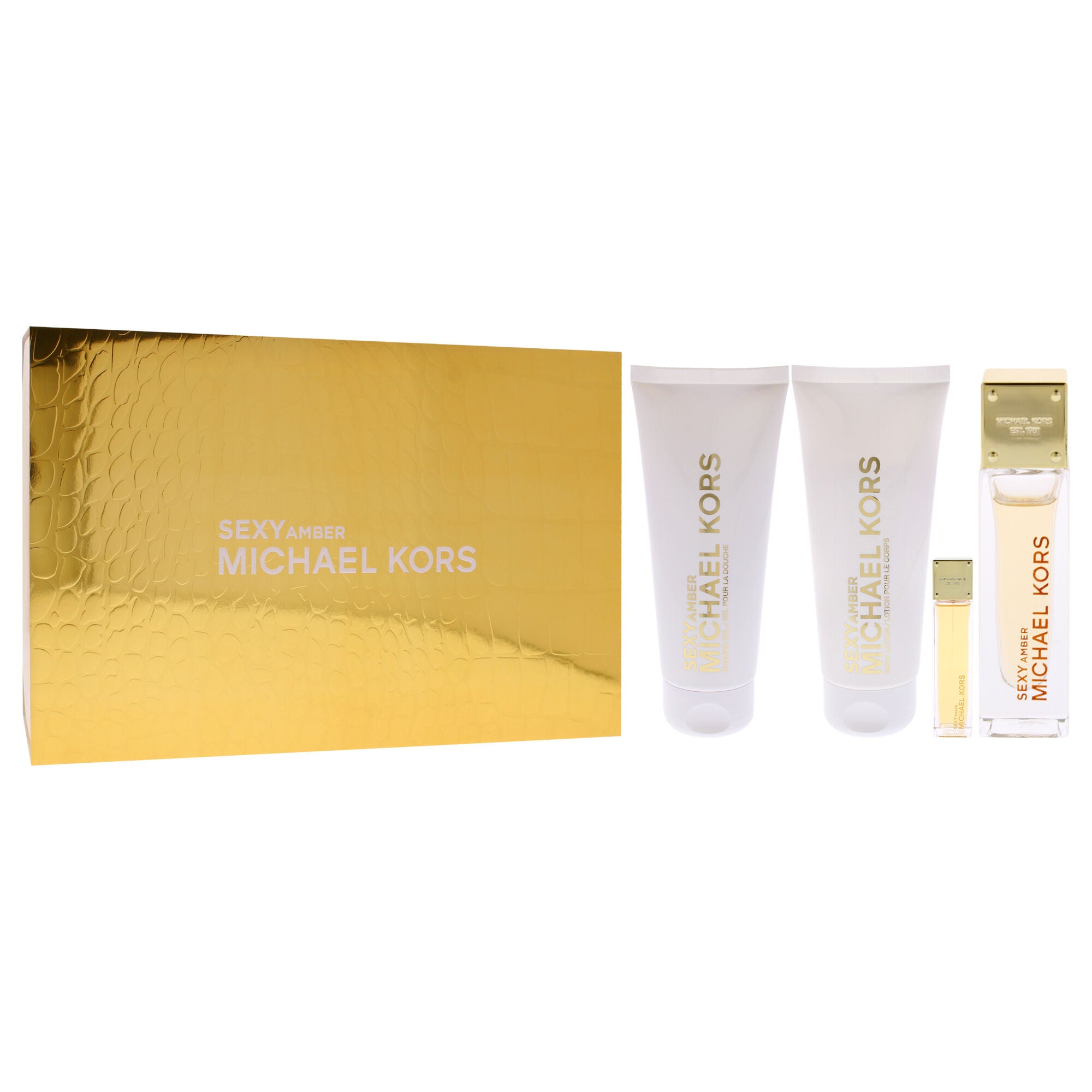 Sexy Amber by Michael Kors for Women - 4 Pc Gift Set 3.4oz EDP Spray, 0.33oz EDP Spray 3.4oz Body Lotion, 3.4oz Shower Gel, See Description, alternate image number 1