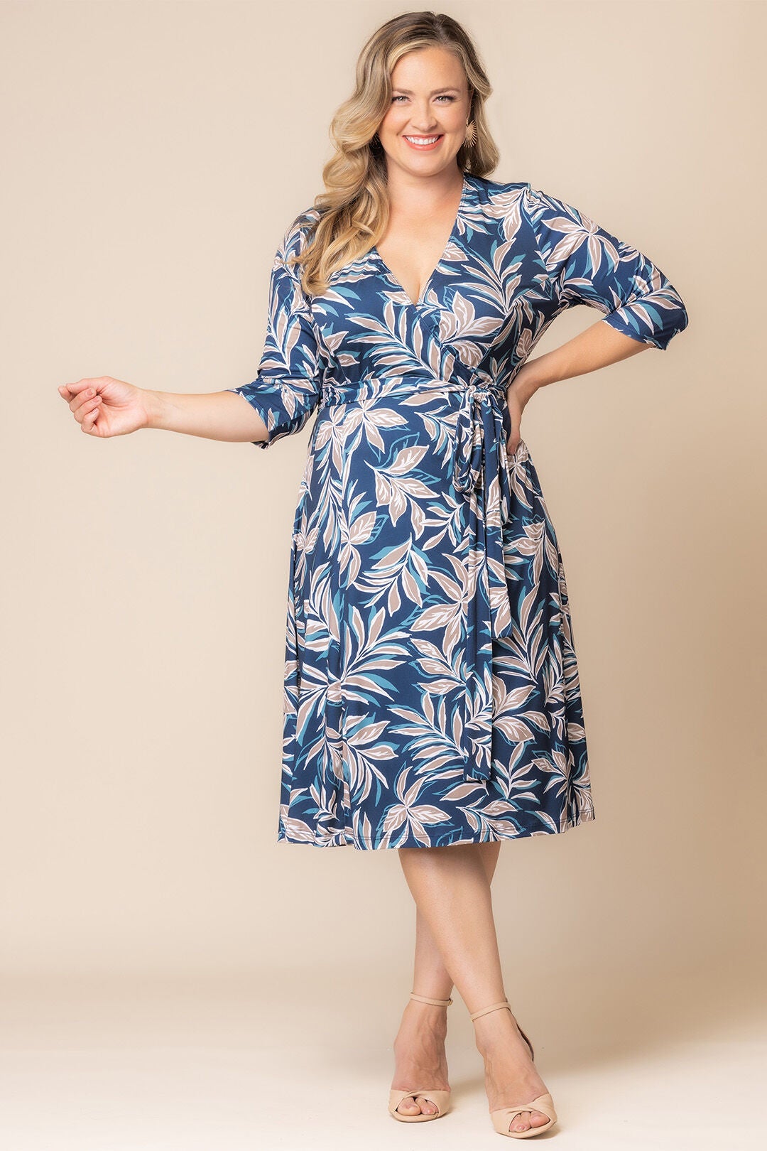 Signature Wrap Dress, Teal Botanical Print / Teal, alternate image number 4