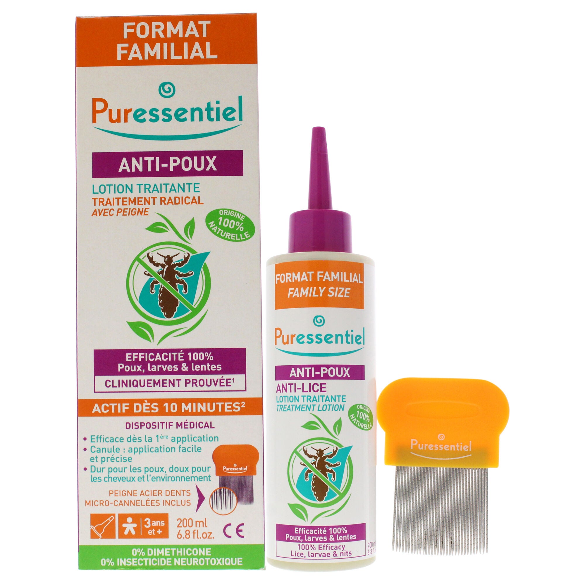 Anti-Lice Treatment Lotion Plus Comb by Puressentiel for Unisex - 6.8 oz Treatment, See Description, hi-res image number 0