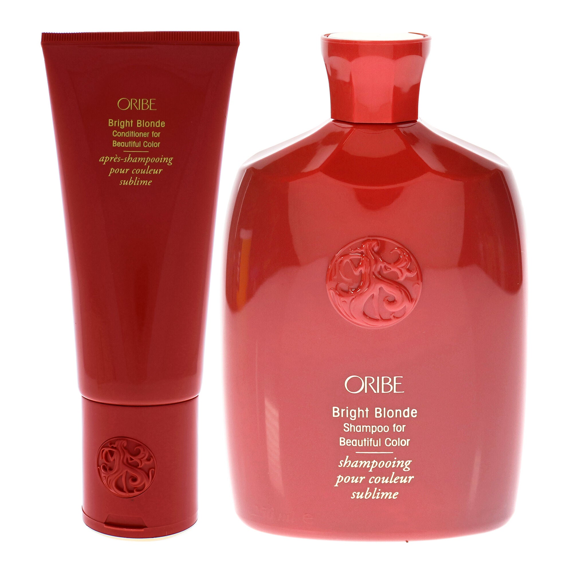 Bright Blonde Shampoo and Conditioner for Beautiful Color Kit by Oribe for Unisex - 2 Pc Kit 8.5oz Shampoo, 6.8oz Conditioner, Purple, alternate image number 1