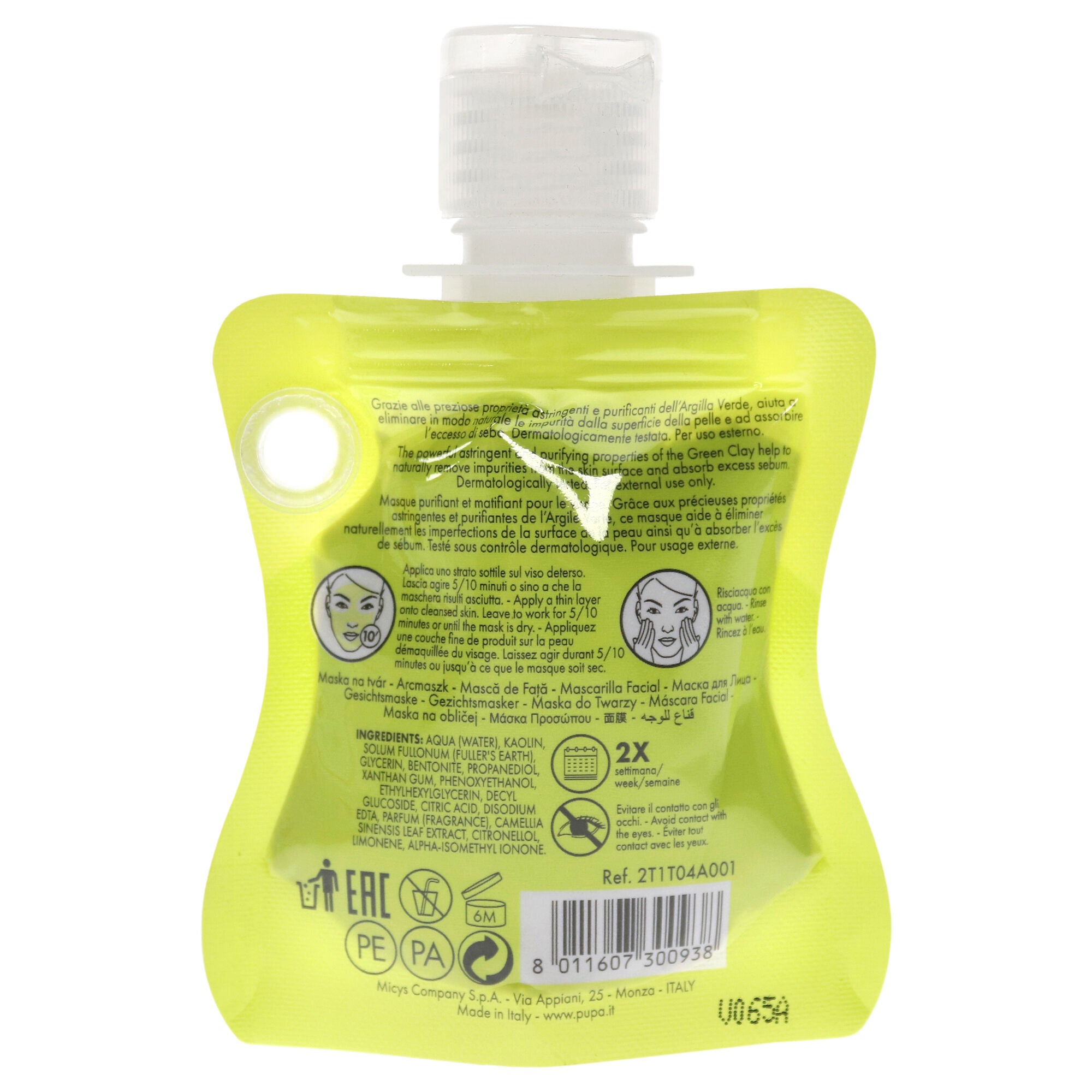 Purifying and Mattifying Face Mask - Green Clay by Pupa Milano for Unisex - 1 oz Mask, See Description, alternate image number 2