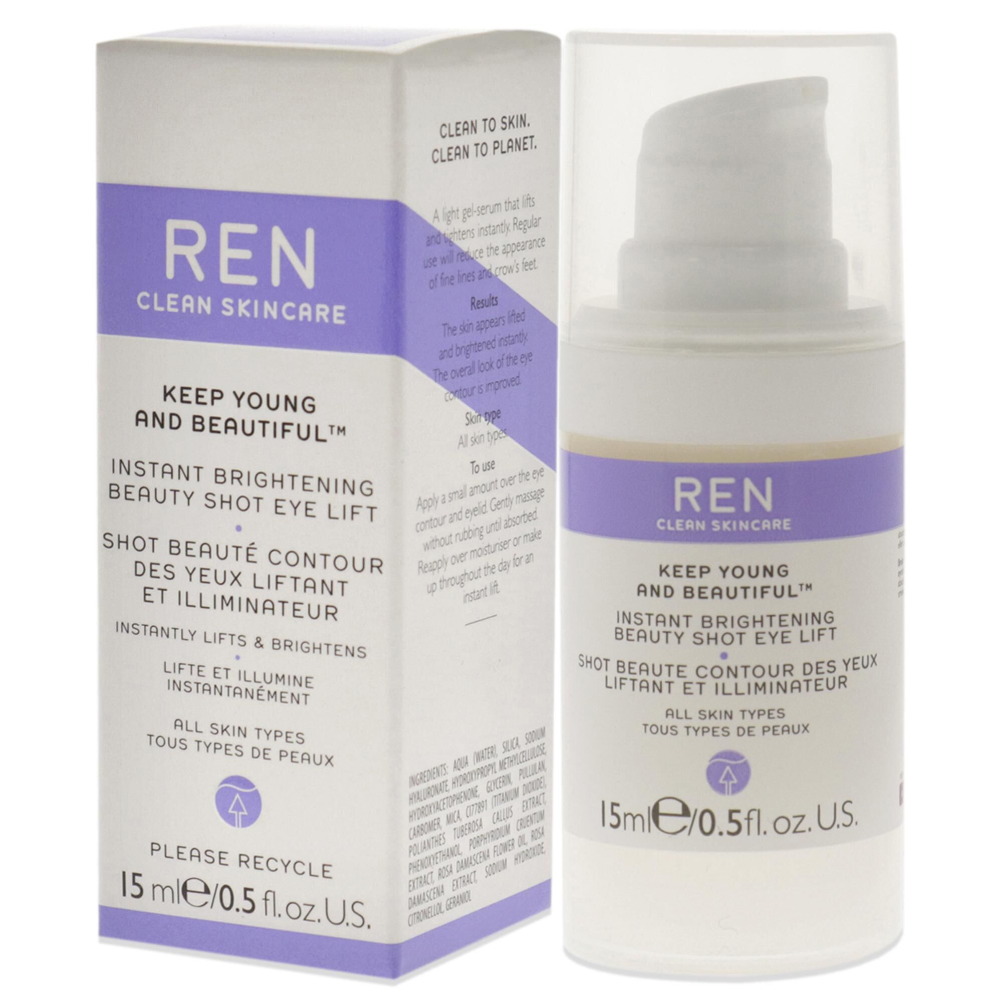 Keep Young and Beautiful Instant Brightening Beauty Shot Eye Lift by REN for Women - 0.5 oz Serum, , alternate image number 8