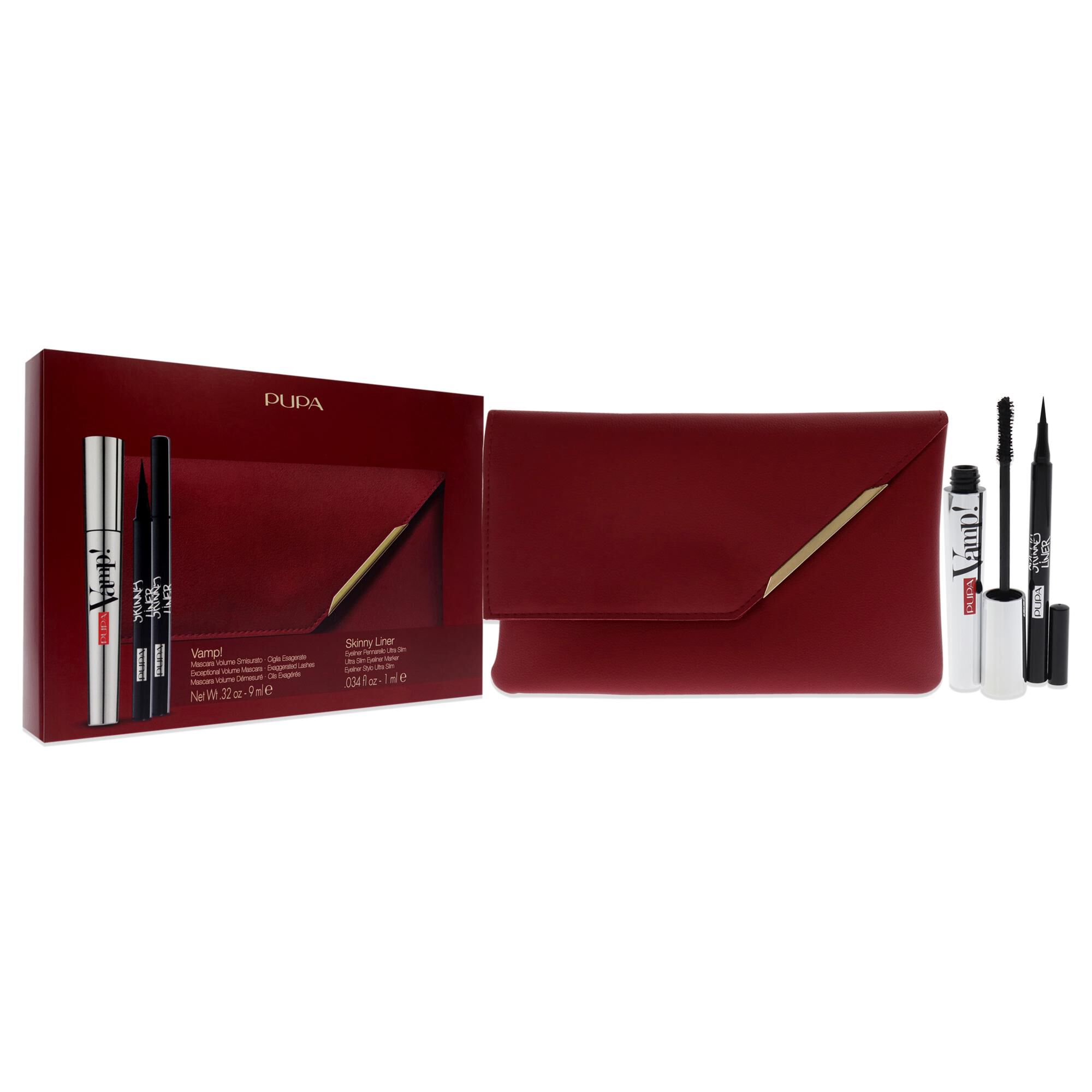 Vamp! and Skinny Liner Set by Pupa Milano for Women - 3 Pc 0.32oz Vamp! Mascara - 100 Black, 0.034oz Skinny Liner, Handy Bag, See Description, alternate image number 2