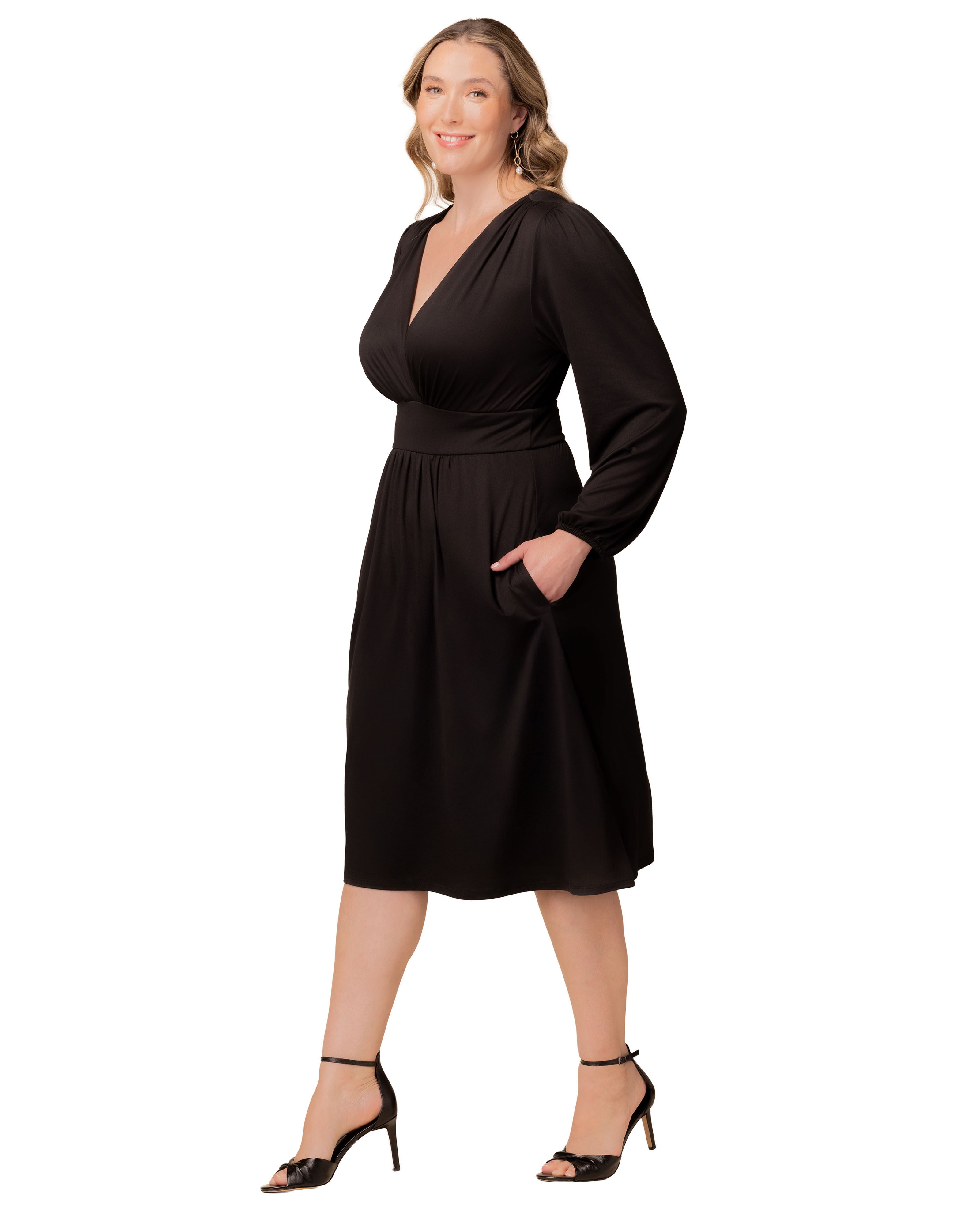 Diana Long Sleeve Dress, BLACK NOIR / Black, alternate image number 3