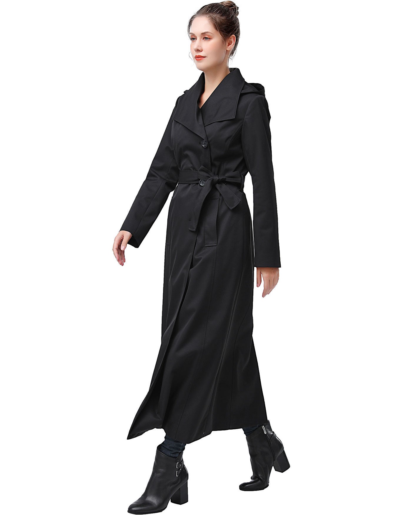 Jessica Waterproof Hooded Long Trench Coat, , alternate image number 3