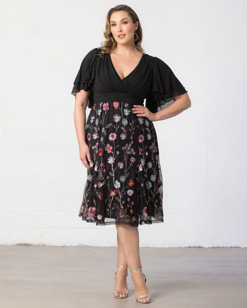 Lillian Embroidered Cocktail Dress, Bordeaux Blooms, hi-res image number 0