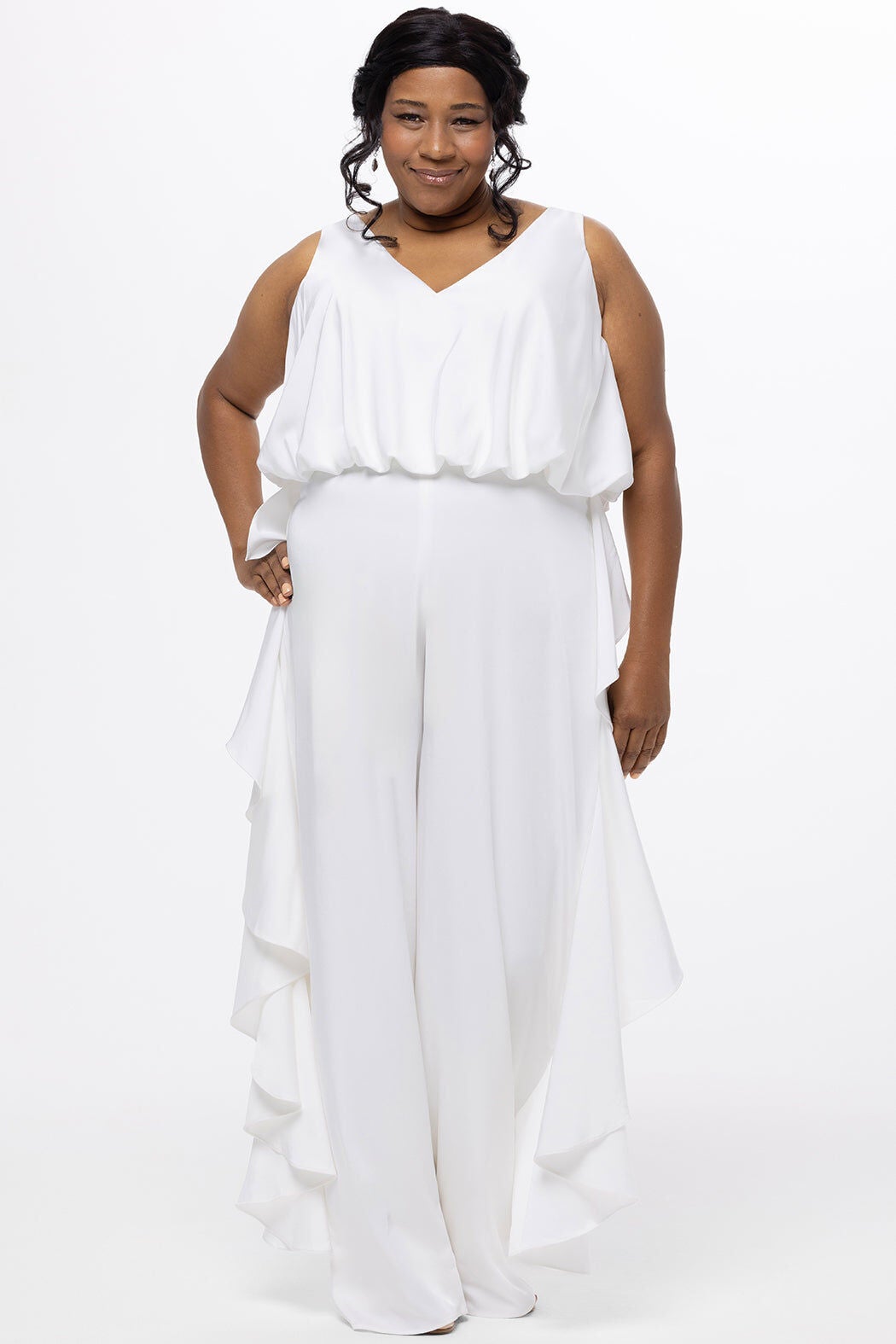 JUMP START RUFFLE JUMPSUIT, Ivory / Ivory, alternate image number 1