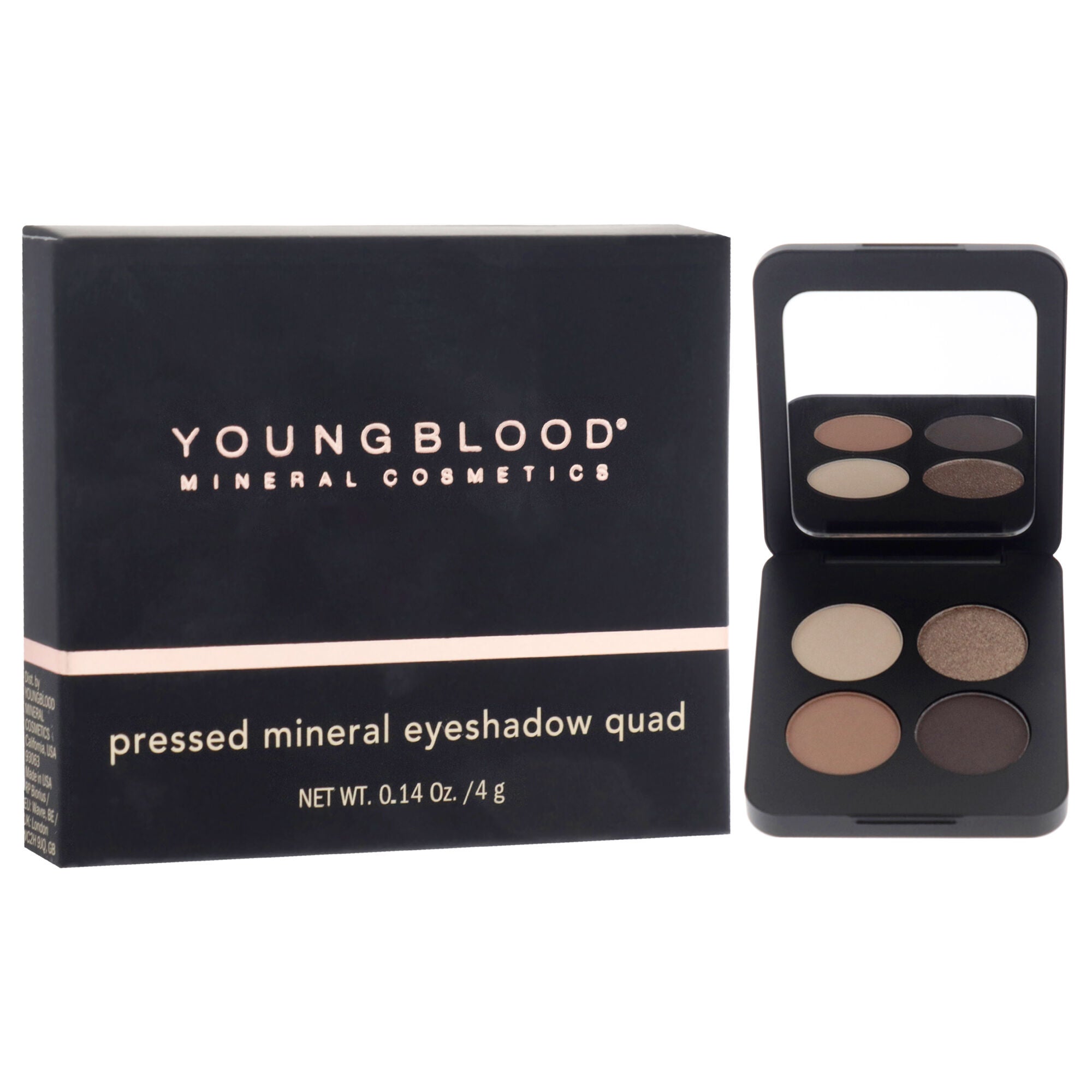 Pressed Mineral Eyeshadow Quad - Taupe Smoke by Youngblood for Women - 0.14 oz Eye Shadow, Brown, alternate image number 2