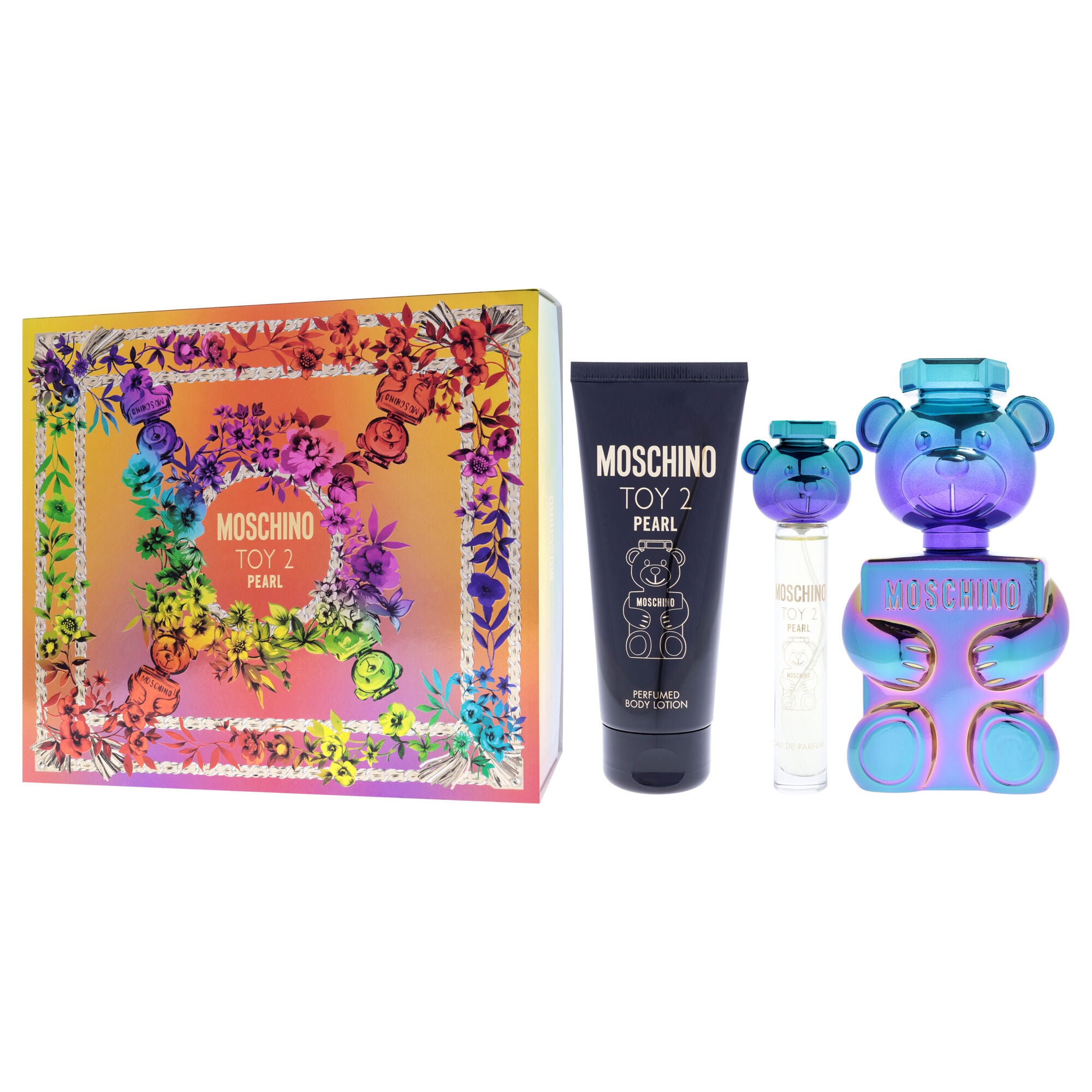 Moschino Toy 2 Pearl by Moschino for Unisex - 3 Pc Gift Set 3.4oz EDP Spray, 3.4oz Body Lotion, 0.3oz EDP Spray (Mini), Clear, alternate image number 3