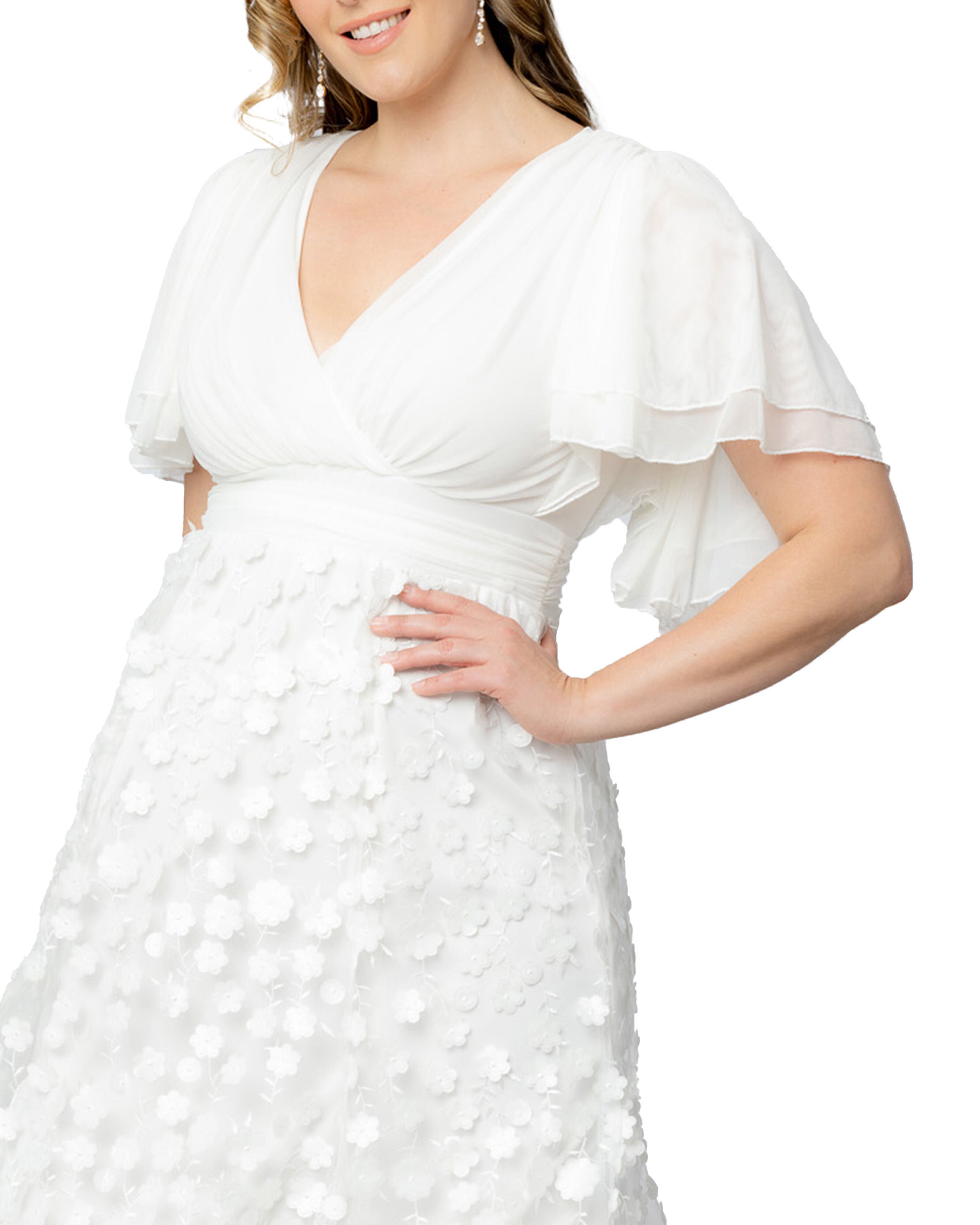 Pretty Petals Mesh Cocktail Dress, IVORY BLOSSOMS / Ivory, alternate image number 2