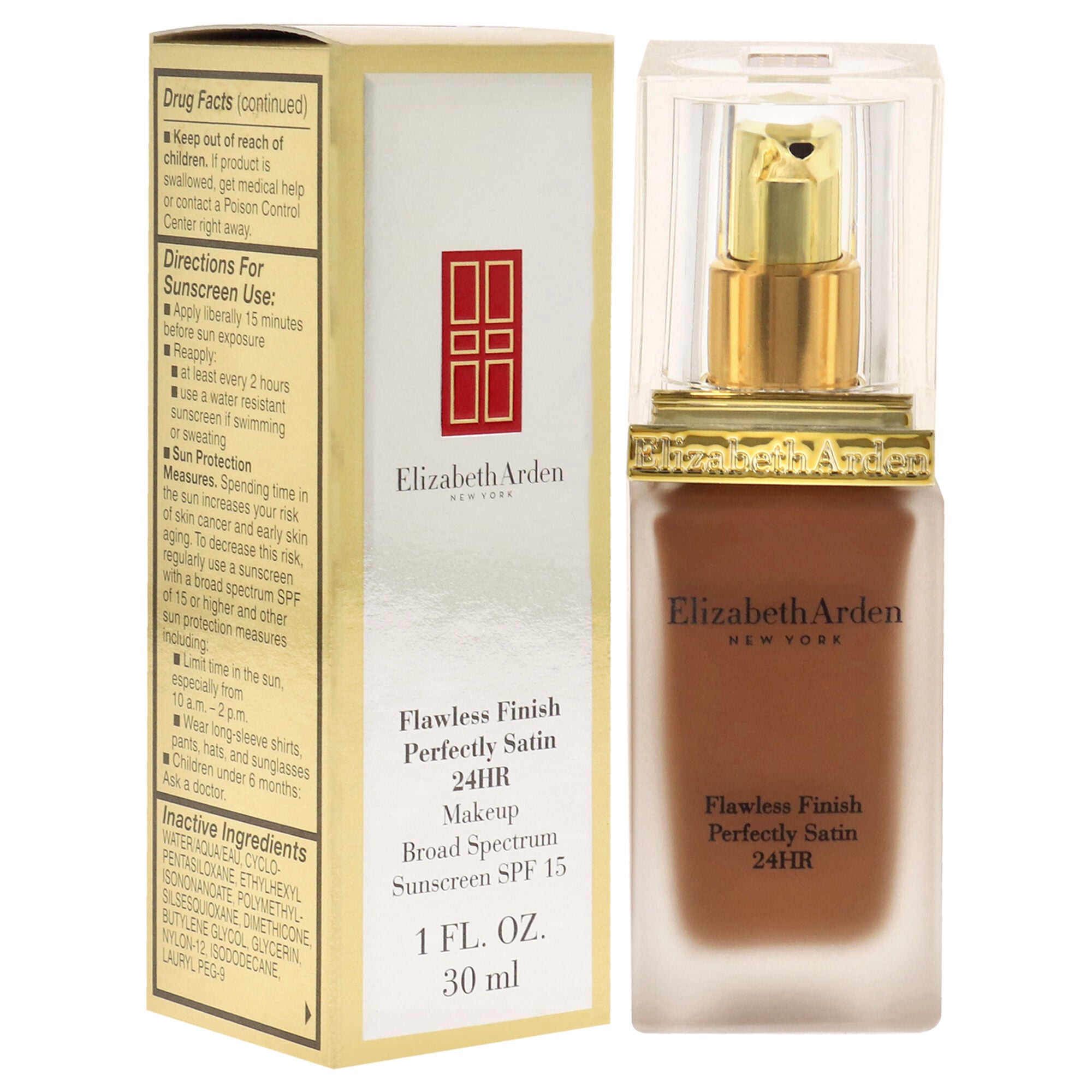 Flawless Finish Perfectly Satin 24HR Makeup SPF 15 - 17 Cocoa by Elizabeth Arden for Women - 1 oz Foundation, See Description, alternate image number 2