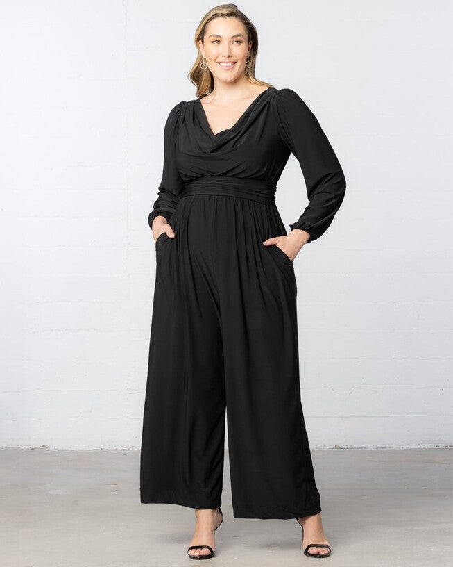 Natalia Cowl Neck Jumpsuit, Black Noir, alternate image number null