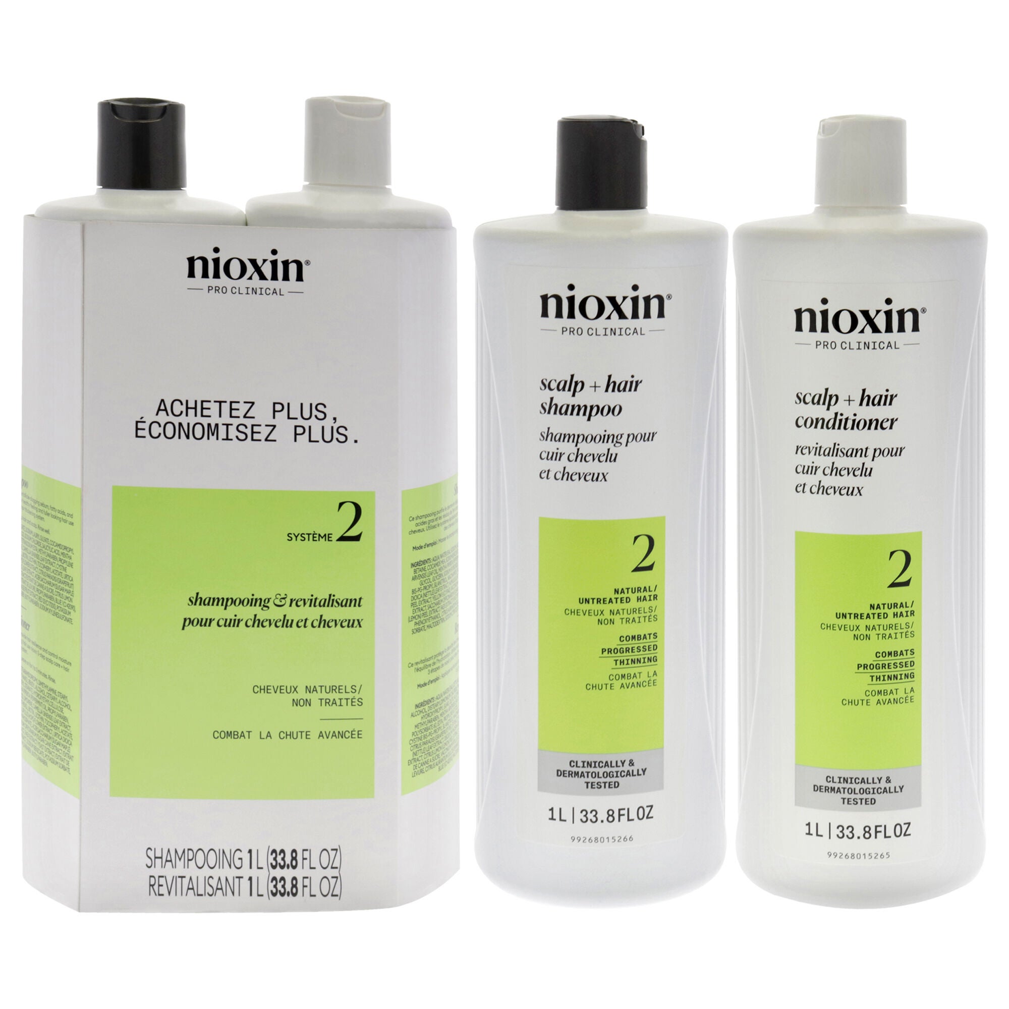 System 2 Duo by Nioxin for Unisex - 2 x 33.8 oz Shampoo, Conditioner, See Description, hi-res image number 0
