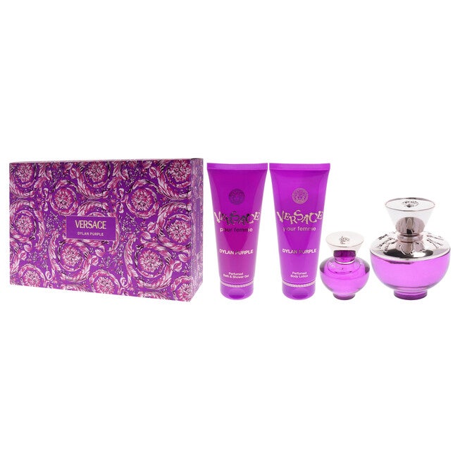 Dylan Purple by Versace for Women - 4 Pc Gift Set 3.4oz EDP Spray, 0.17oz EDP Spray Mini, 3.4oz Shower Gel, 3.4oz Body Lotion, NA, alternate image number null