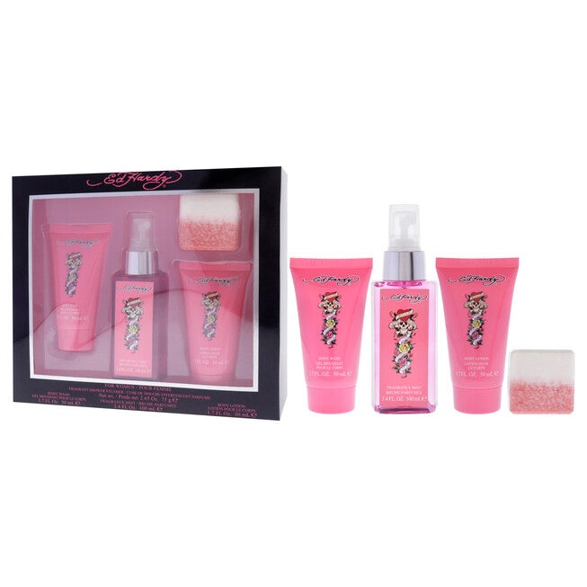 Ed Hardy by Christian Audigier for Women - 4 Pc Gift Set 3.4oz Body Mist, 1.7oz Body Lotion, 1.7oz Body Wash, 2.65oz Shower Steamer, NA, alternate image number null
