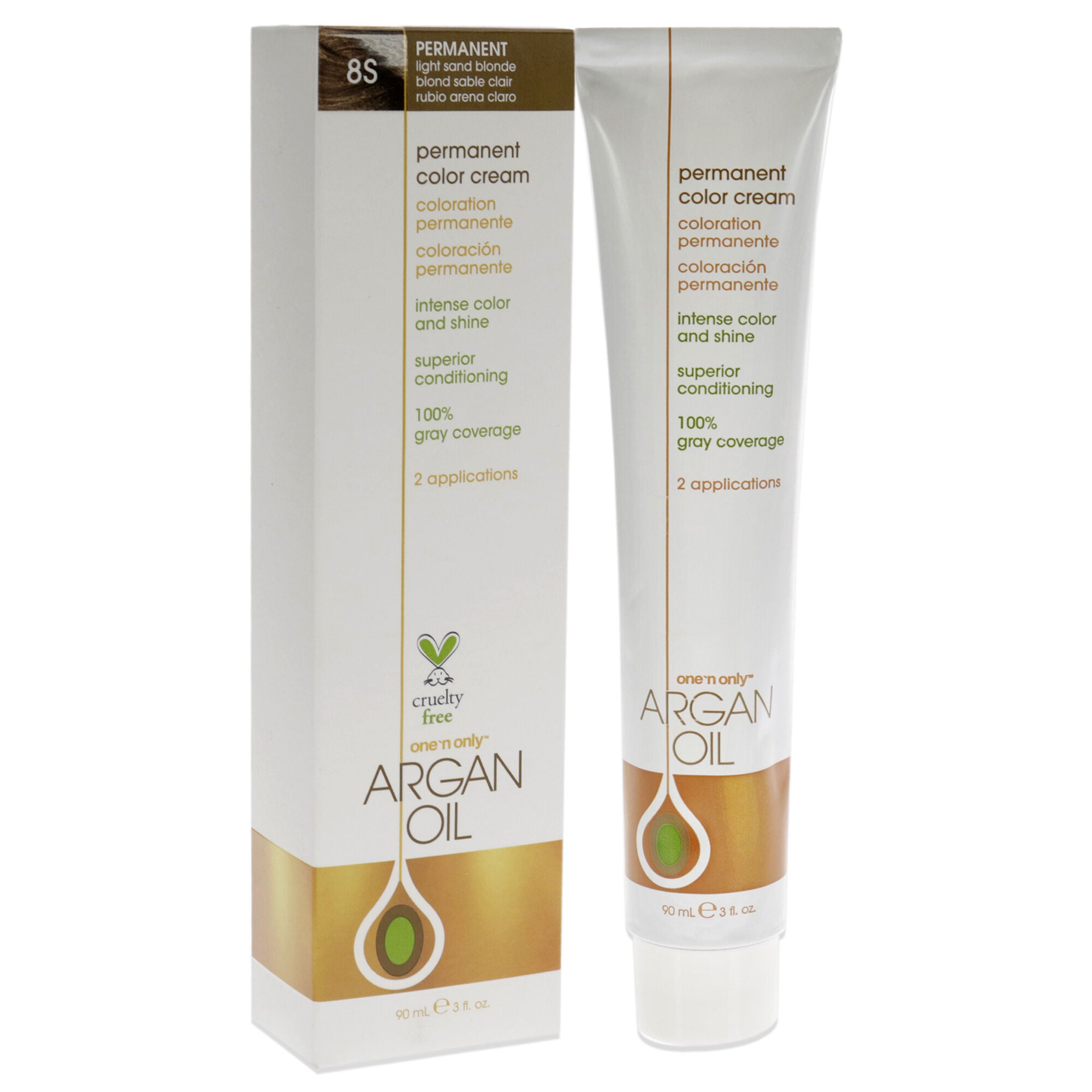 Argan Oil Permanent Color Cream - 8S Light Sand Blonde by One n Only for Unisex - 3 oz Hair Color, See Description, alternate image number 1