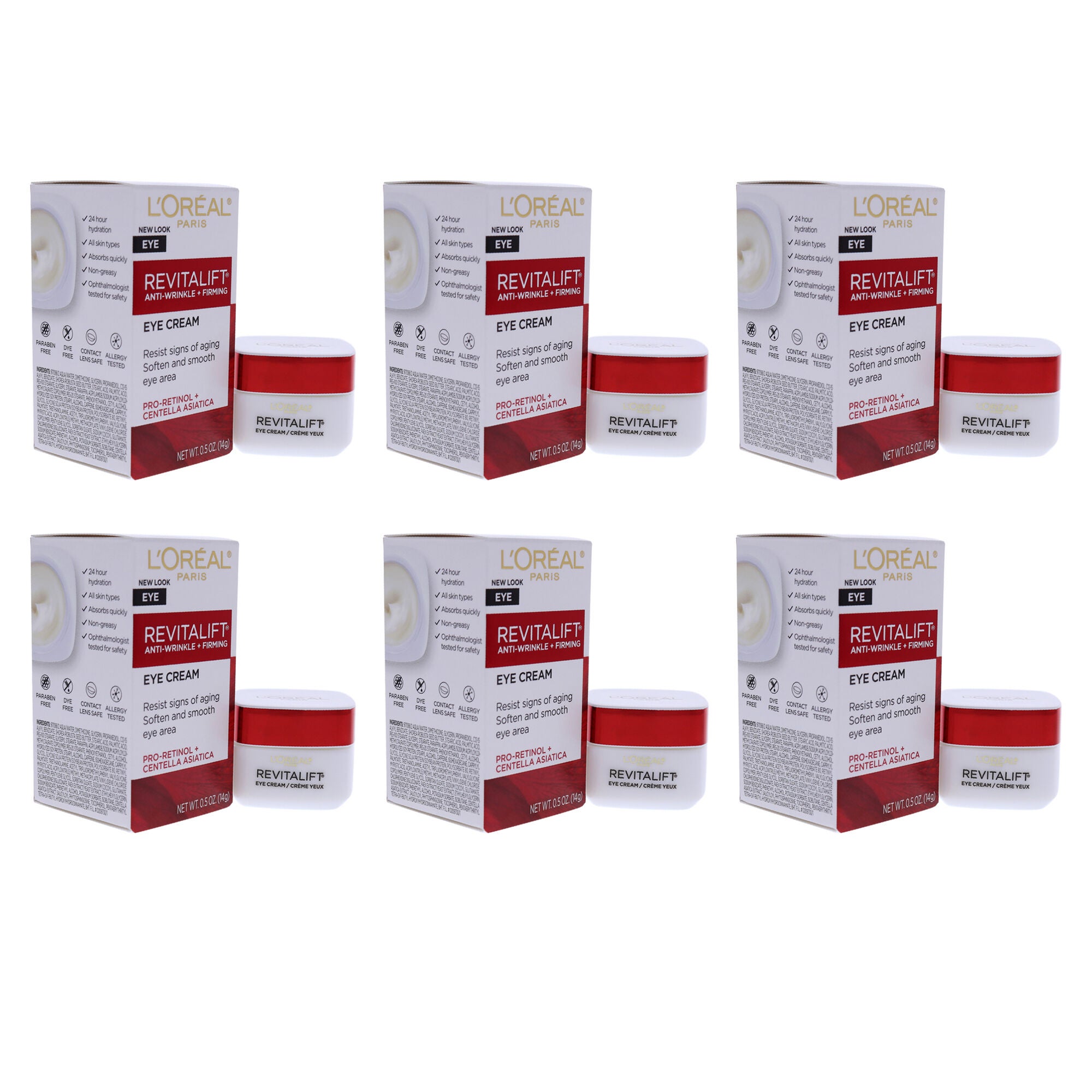 Revitalift Anti-Wrinkle and Firming Eye Treatment by LOreal Paris for Unisex - 0.5 oz Cream - Pack of 6, White, alternate image number 2