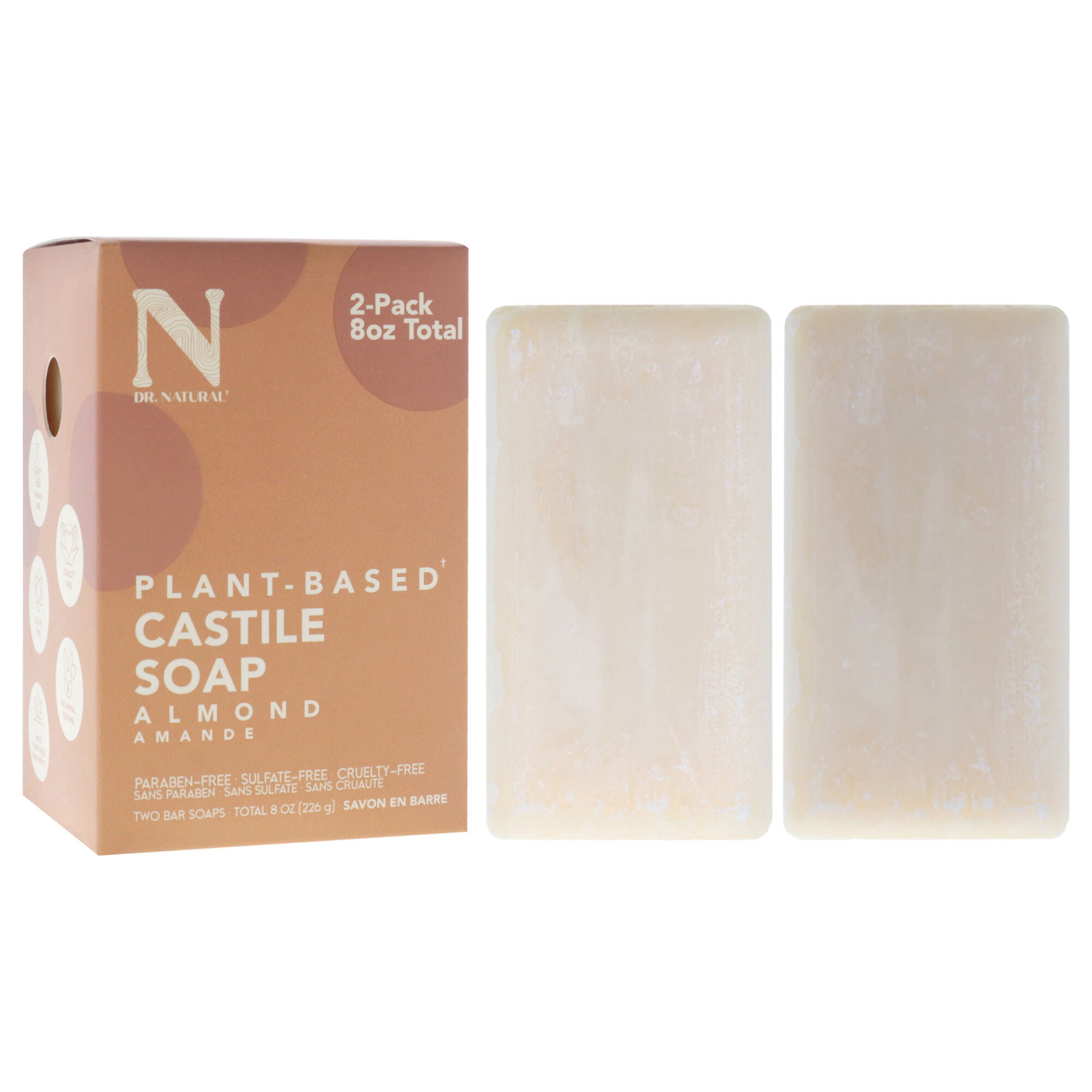 Castile Bar Soap - Almond by Dr. Natural for Unisex - 2 x 8 oz Soap, See Description, alternate image number 2