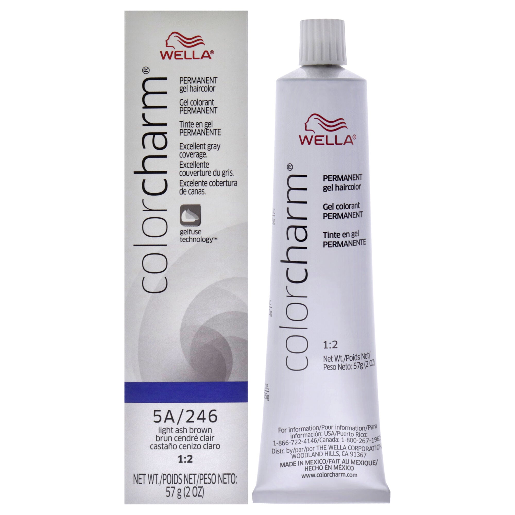 Color Charm Permanent Hair Color Gel - 246 Light Ash Brown by Wella for Unisex - 2 oz Hair Color, See Description, hi-res image number 0