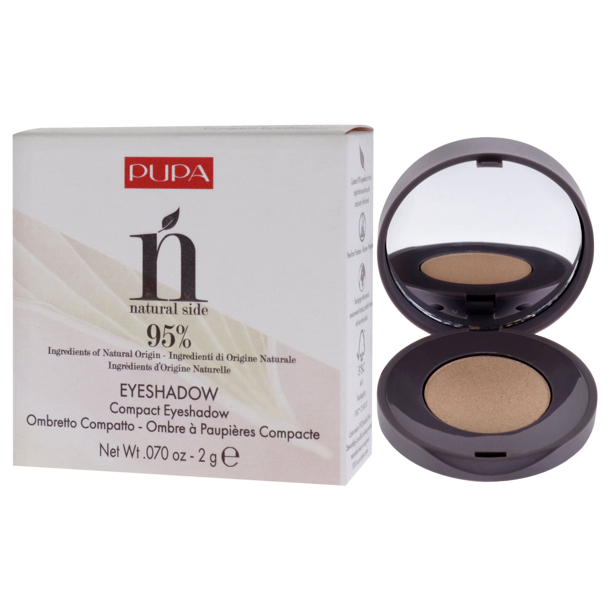 Natural Side Compact Eyeshadow - 004 Light Gold by Pupa Milano for Women - 0.07 oz Eye Shadow, See Description, alternate image number 2