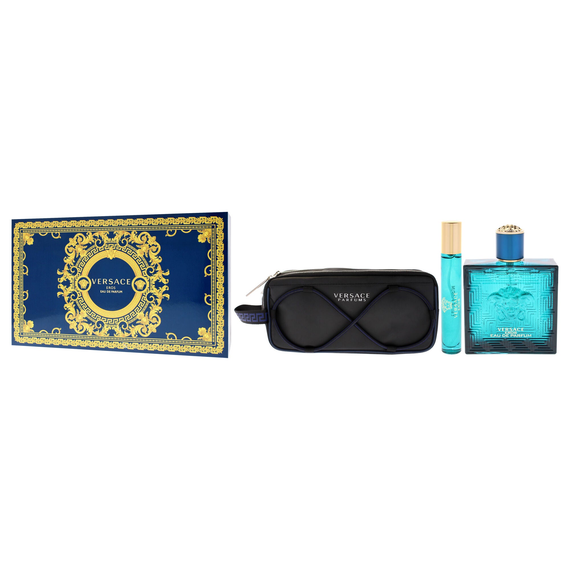 Versace Eros by Versace for Men - 3 Pc Gift Set - 3.4oz EDP Spray, 0.3oz EDP Spray, Pouch, See Description, alternate image number 3