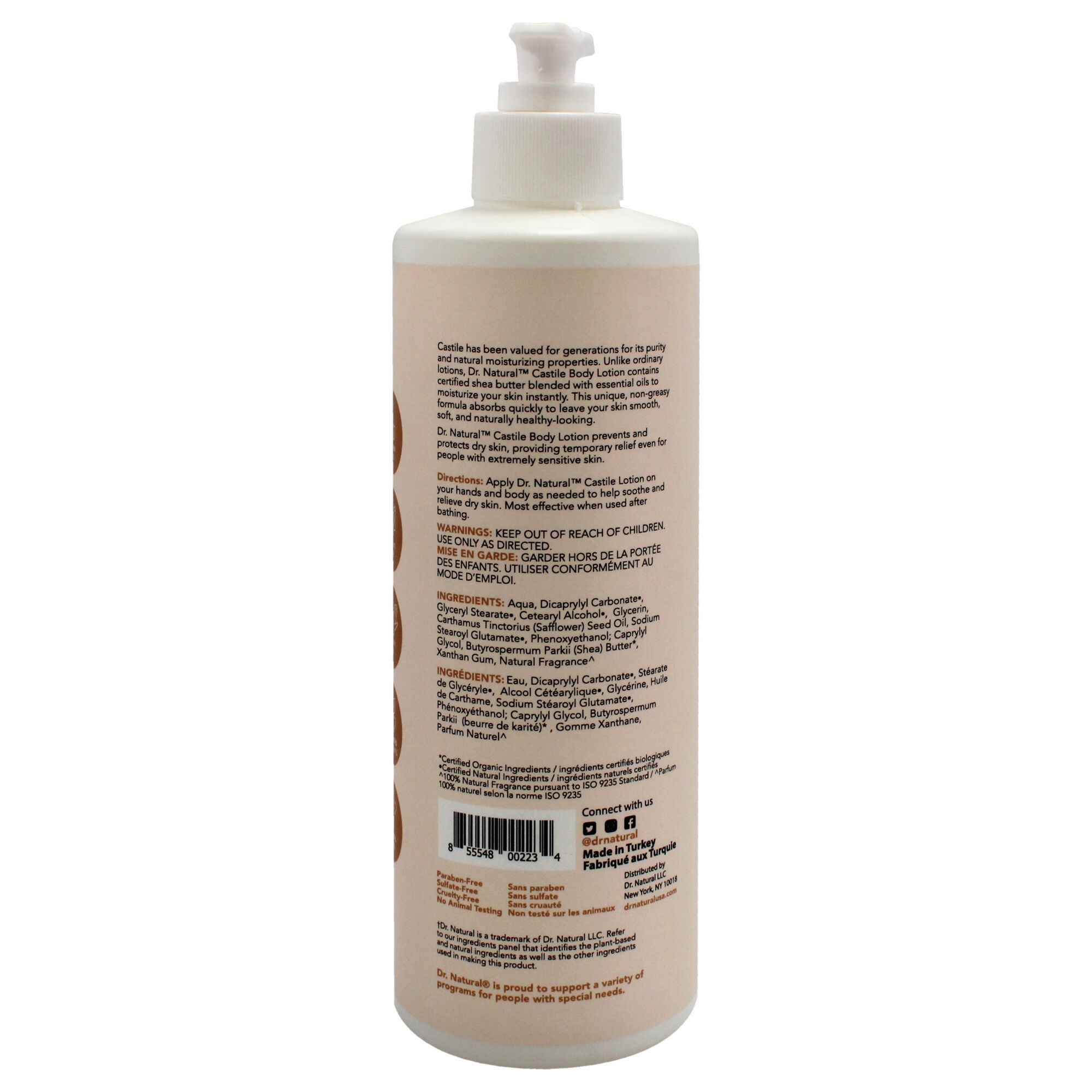 Castile Body Lotion - Shea Butter plus Vanille by Dr. Natural for Unisex - 16 oz Body Lotion, See Description, alternate image number 1