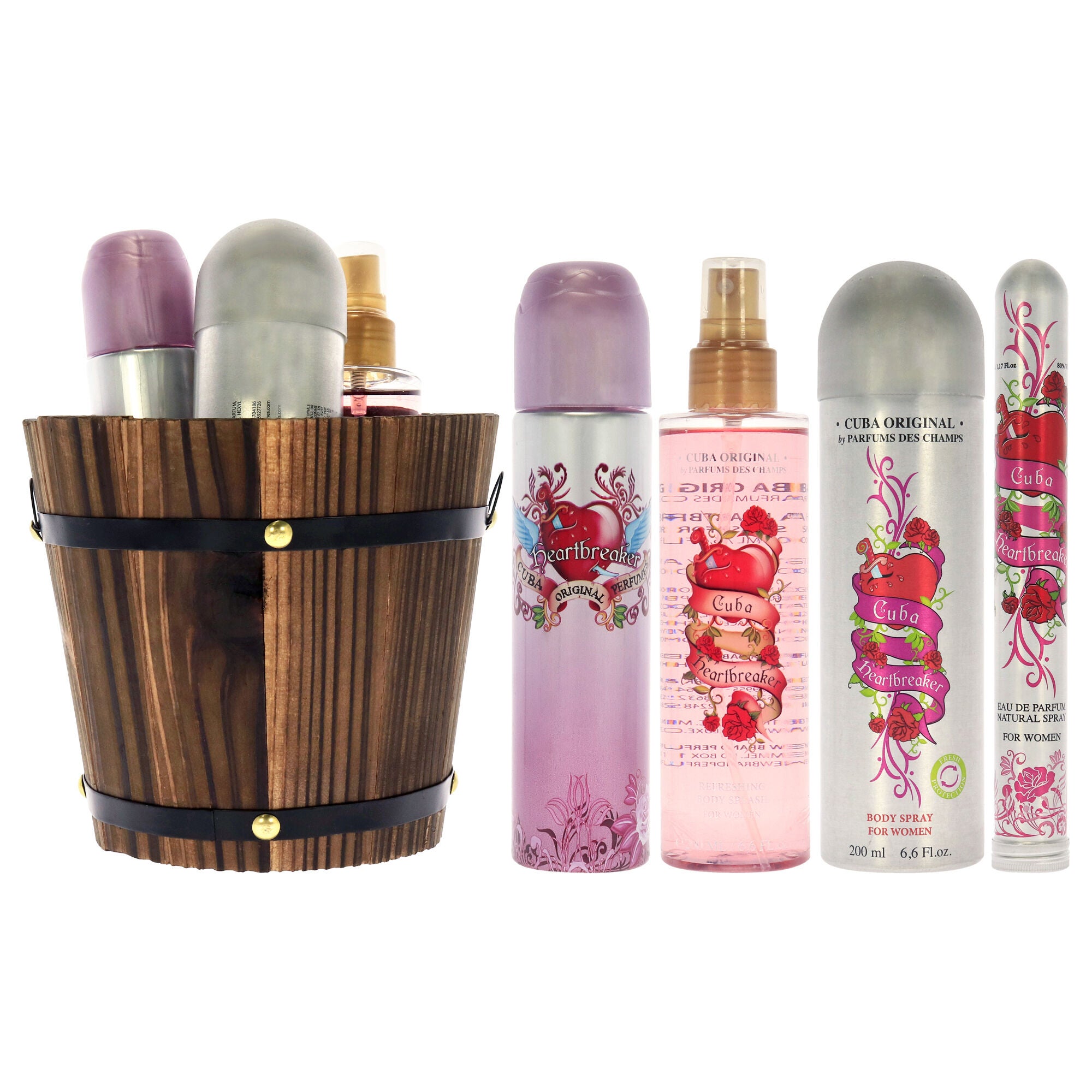 Cuba Heartbreaker by Cuba for Women - 4 Pc Gift Set 3.3oz EDP Spray, 1.7oz EDP Spray, 6.6oz Body Spray, 6.6oz Body Splash, See Description, alternate image number 1