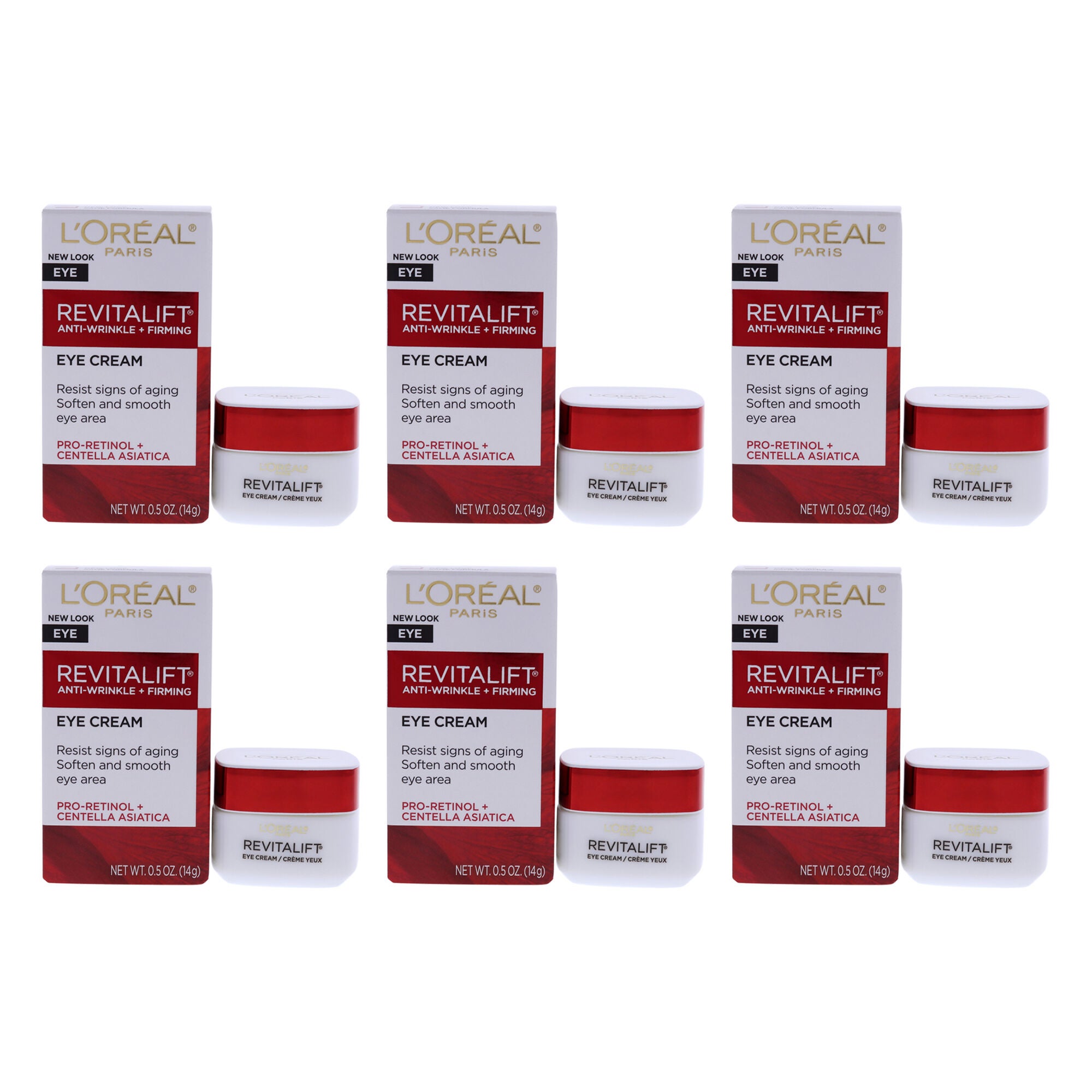 Revitalift Anti-Wrinkle and Firming Eye Treatment by LOreal Paris for Unisex - 0.5 oz Cream - Pack of 6, White, hi-res image number 0
